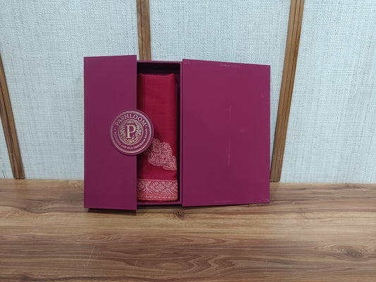 Pashloom red, baby pink wool couple shawl set for wedding and festive gifting, product image 1