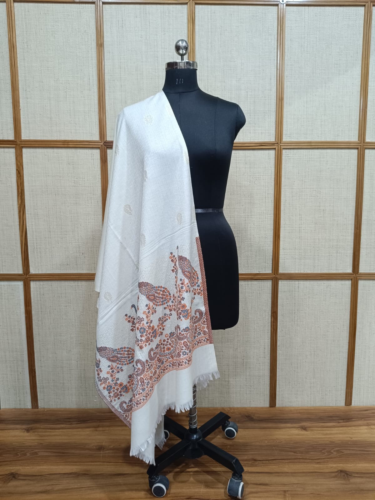 Pashloom hot pink, silver, white semi wool couple stole set for wedding and festive gifting, product image 4
