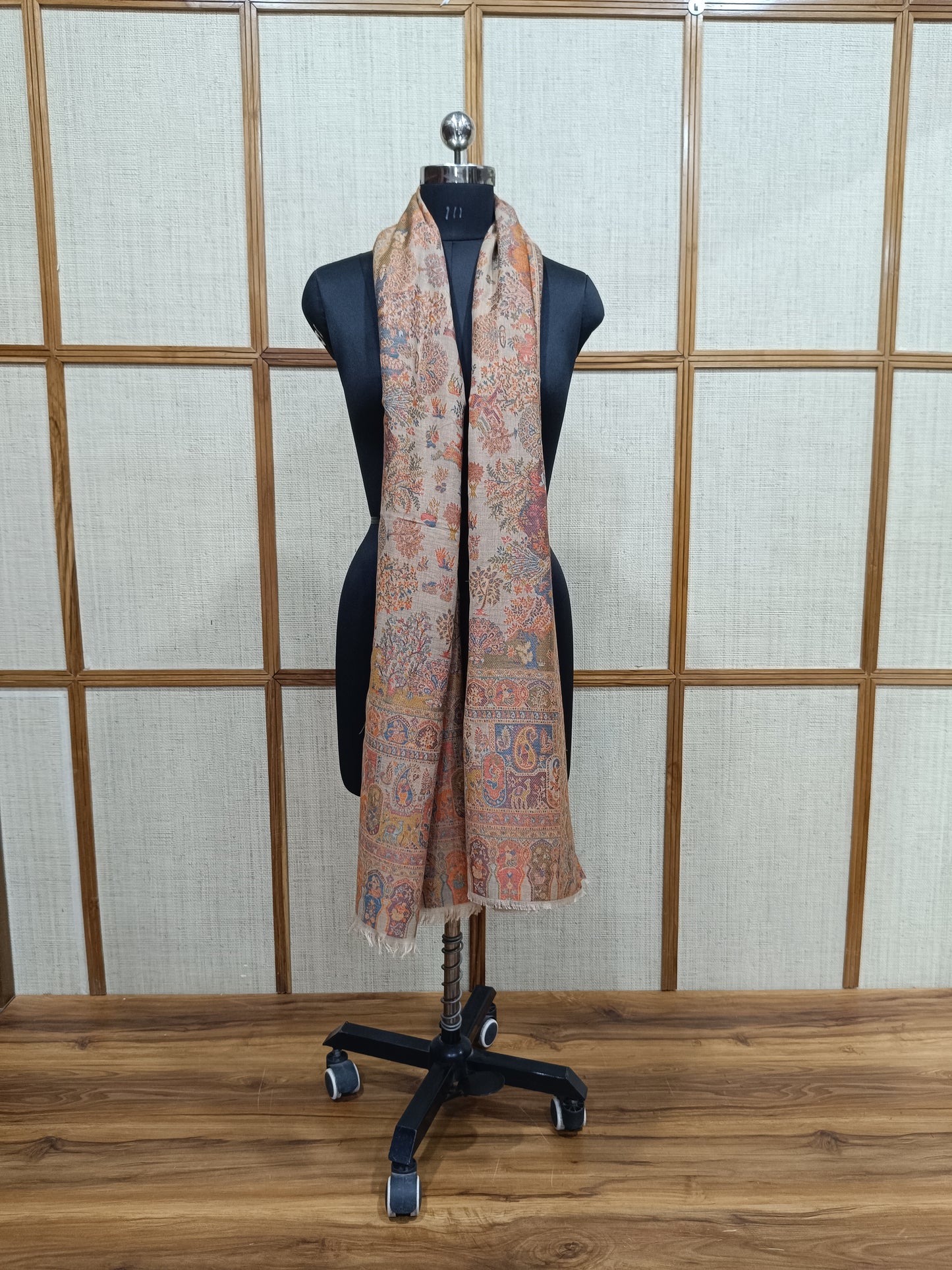 Pashloom red, beige 1 semi wool couple shawl set for wedding and festive gifting, product image 8