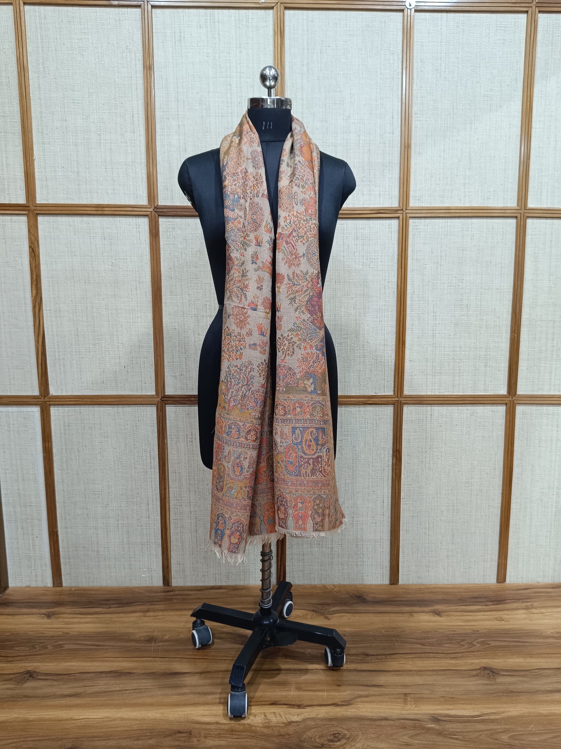 Pashloom red, beige 1 semi wool couple shawl set for wedding and festive gifting, product image 8