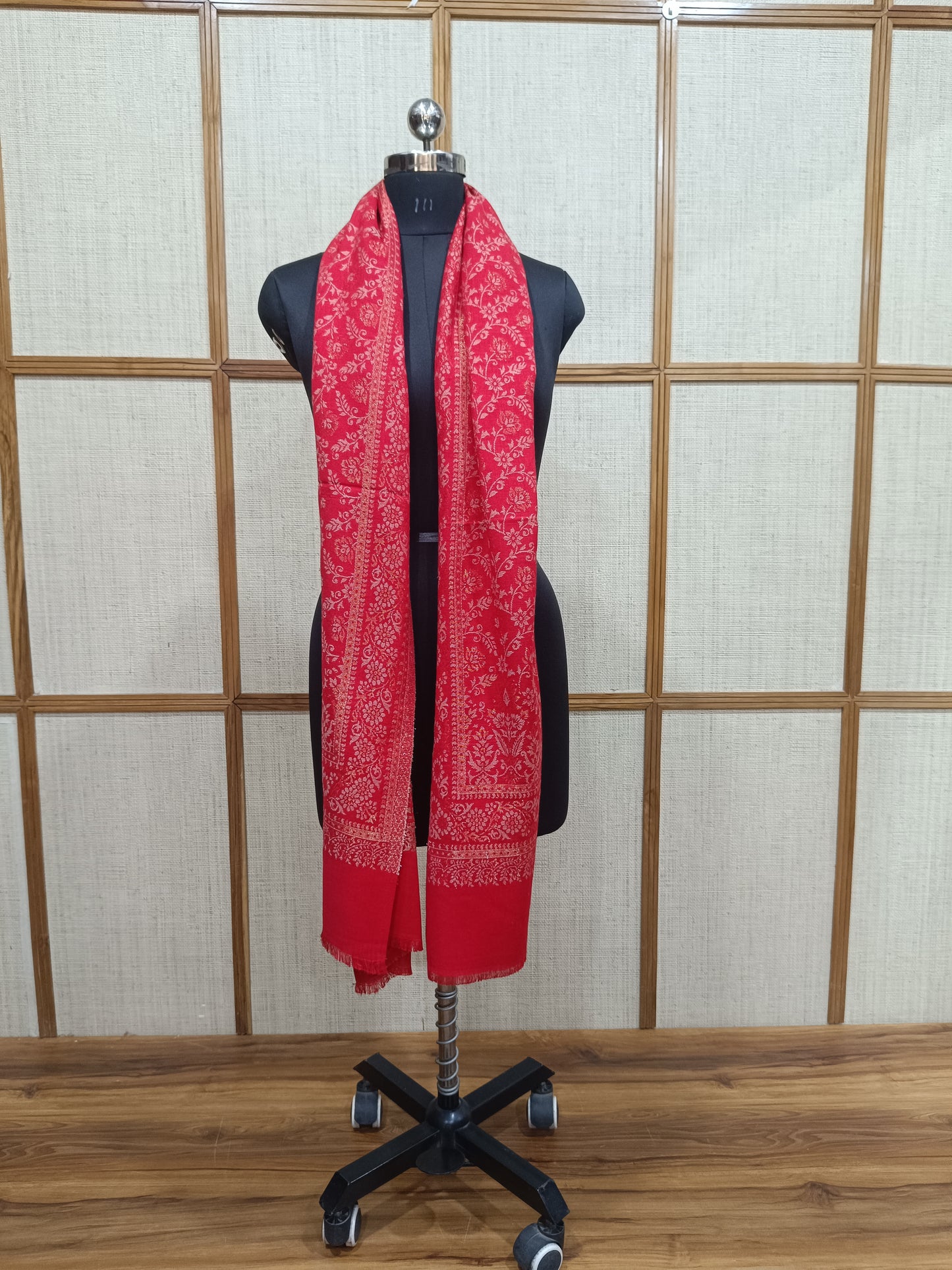 Pashloom red, gold wool stole for wedding and festive gifting, product image 4