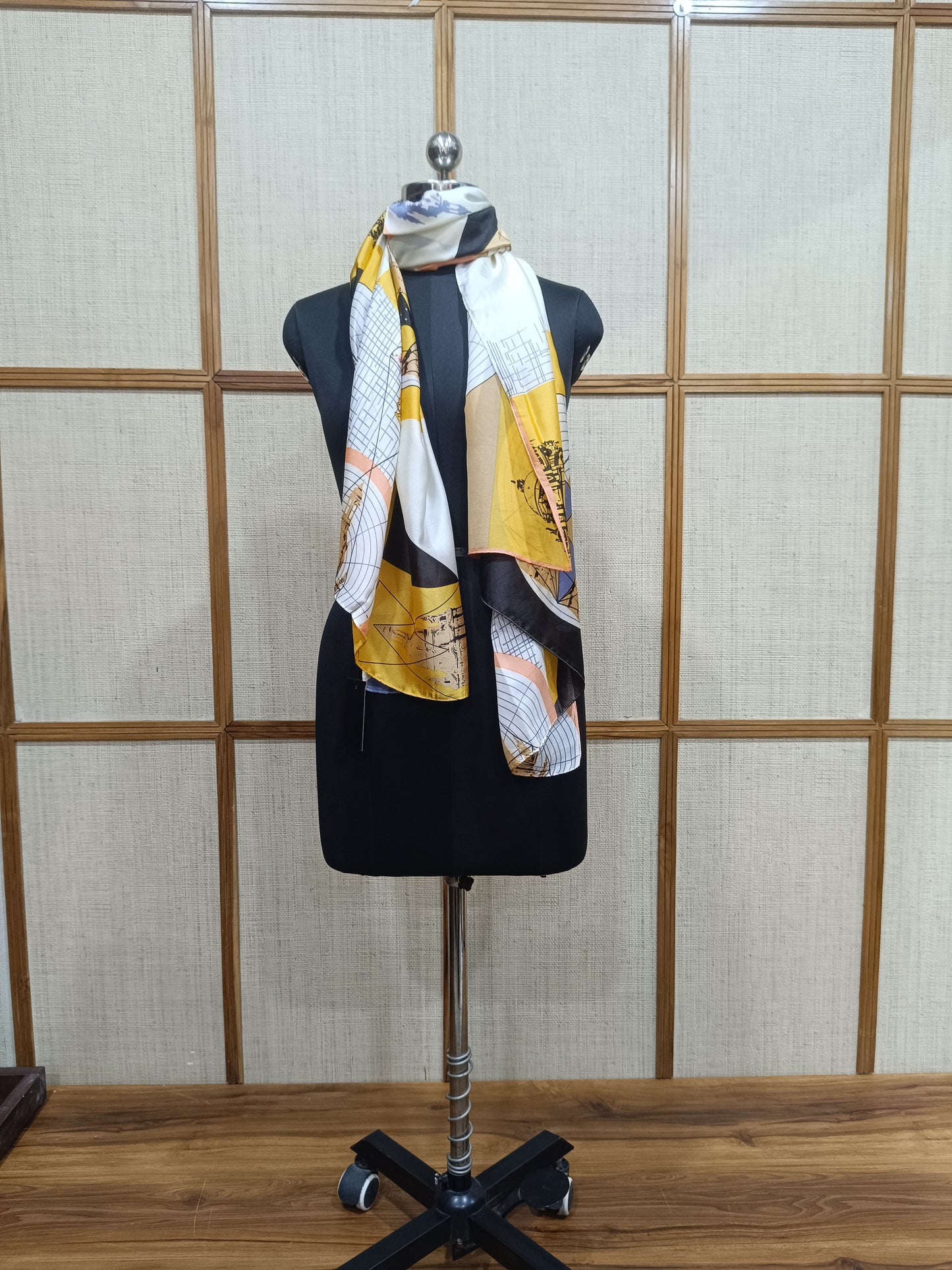 Pashloom white, yellow silk scarves for festive gifting, product image 1