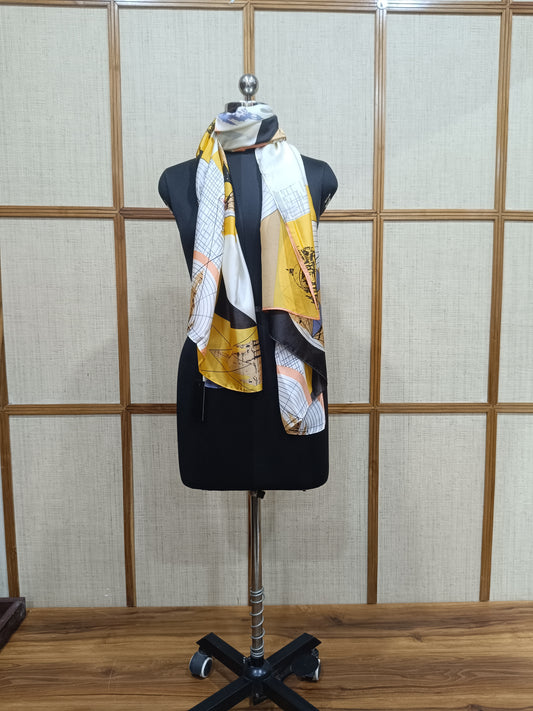Pashloom white, yellow silk scarves for festive gifting, product image 1