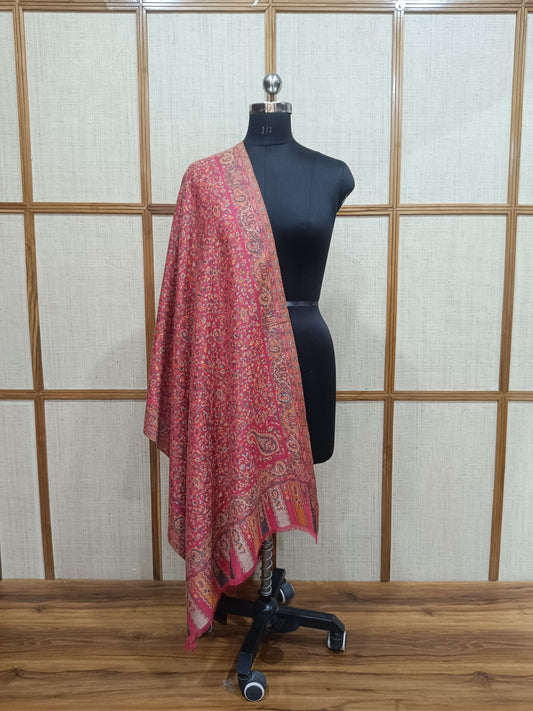 Pashloom multicolor, red, reddish pink, hot pink wool stole for wedding gifting, product image 1