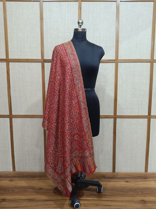 Pashloom multicolor, red, reddish pink, mustard wool stole for wedding gifting, product image 1
