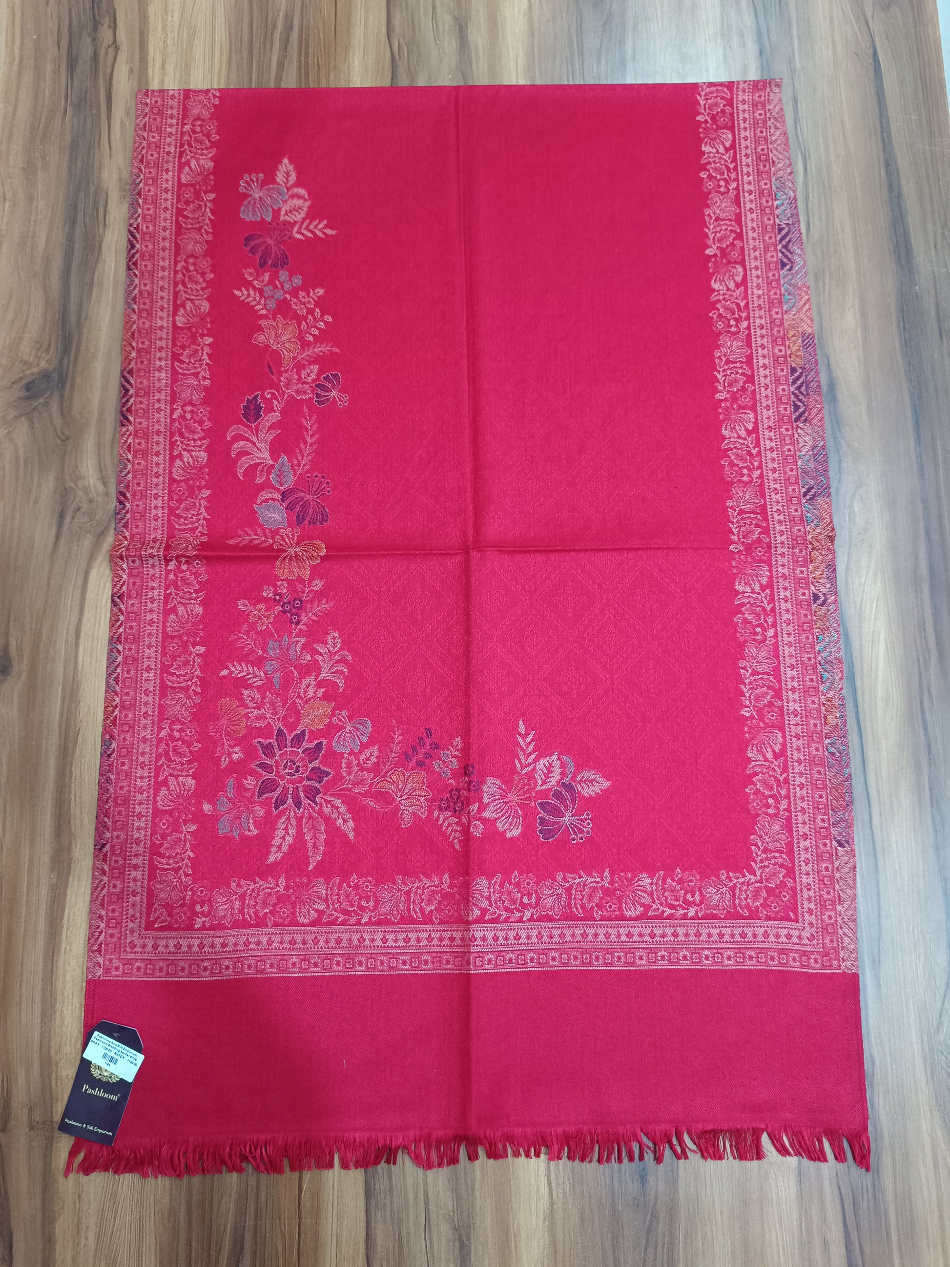 Pashloom royal blue, blue, red semi wool couple stole set for wedding and festive gifting, product image 13