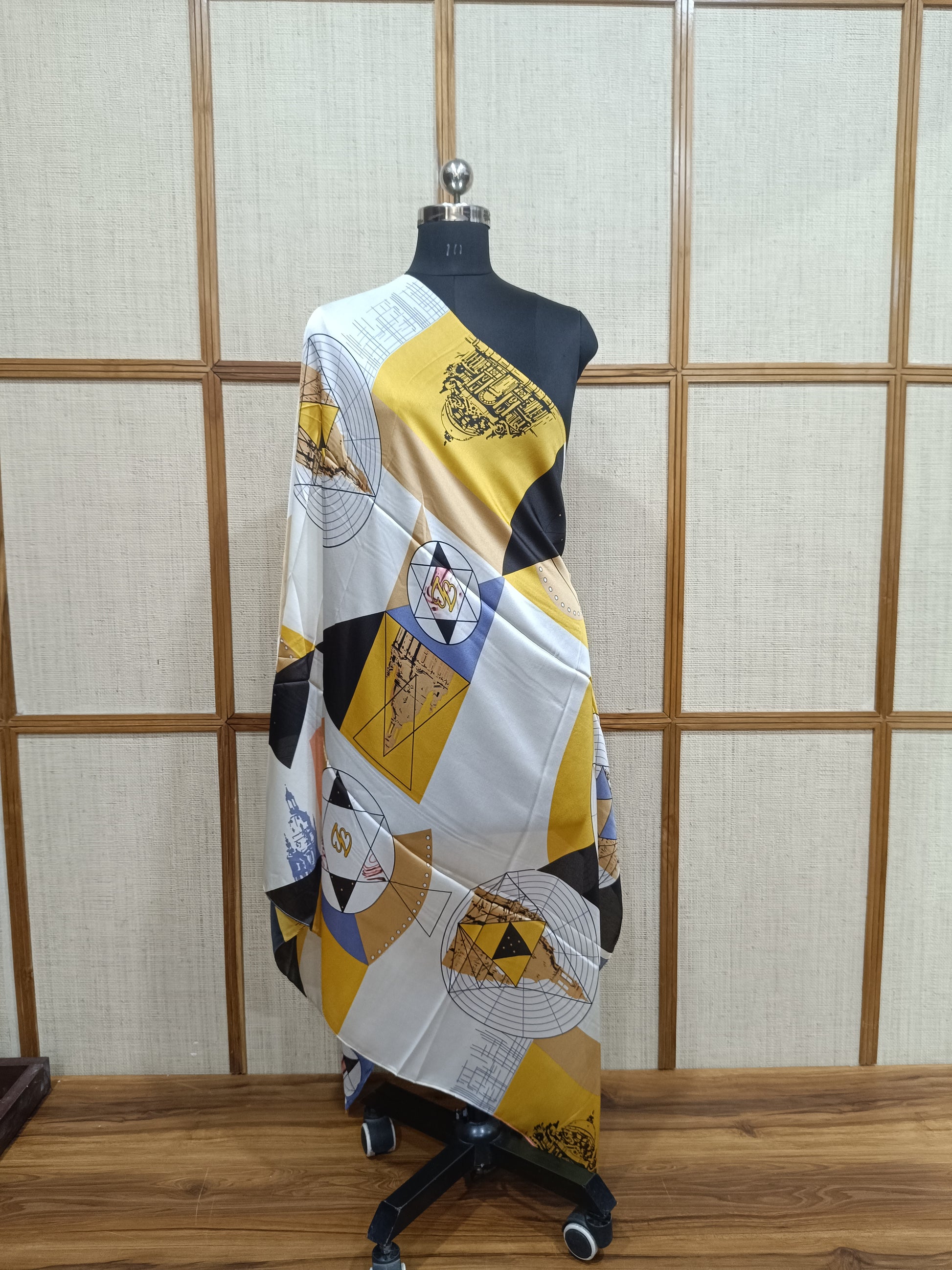 Pashloom yellow, mid sea blue, blue, peach silk scarves for premium gifting, product image 1