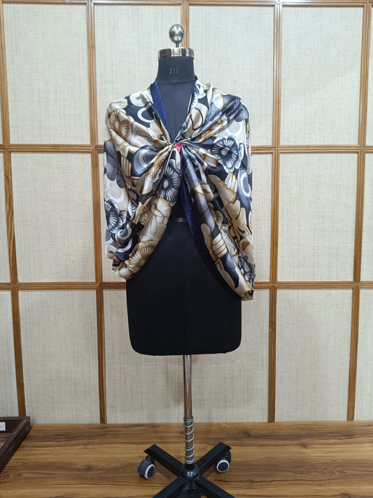 Pashloom black, blue, peach, gold silk scarves for premium gifting, product image 1