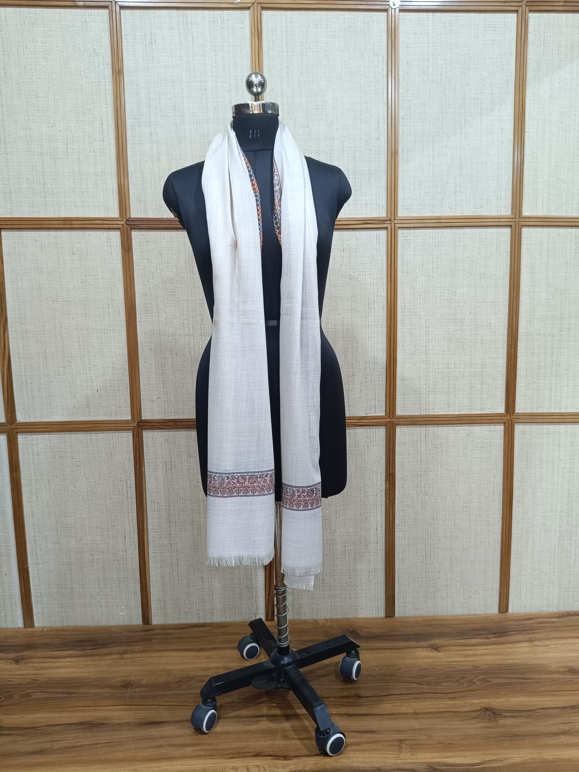 Pashloom silver, white, black semi wool couple stole set for wedding and festive gifting, product image 10