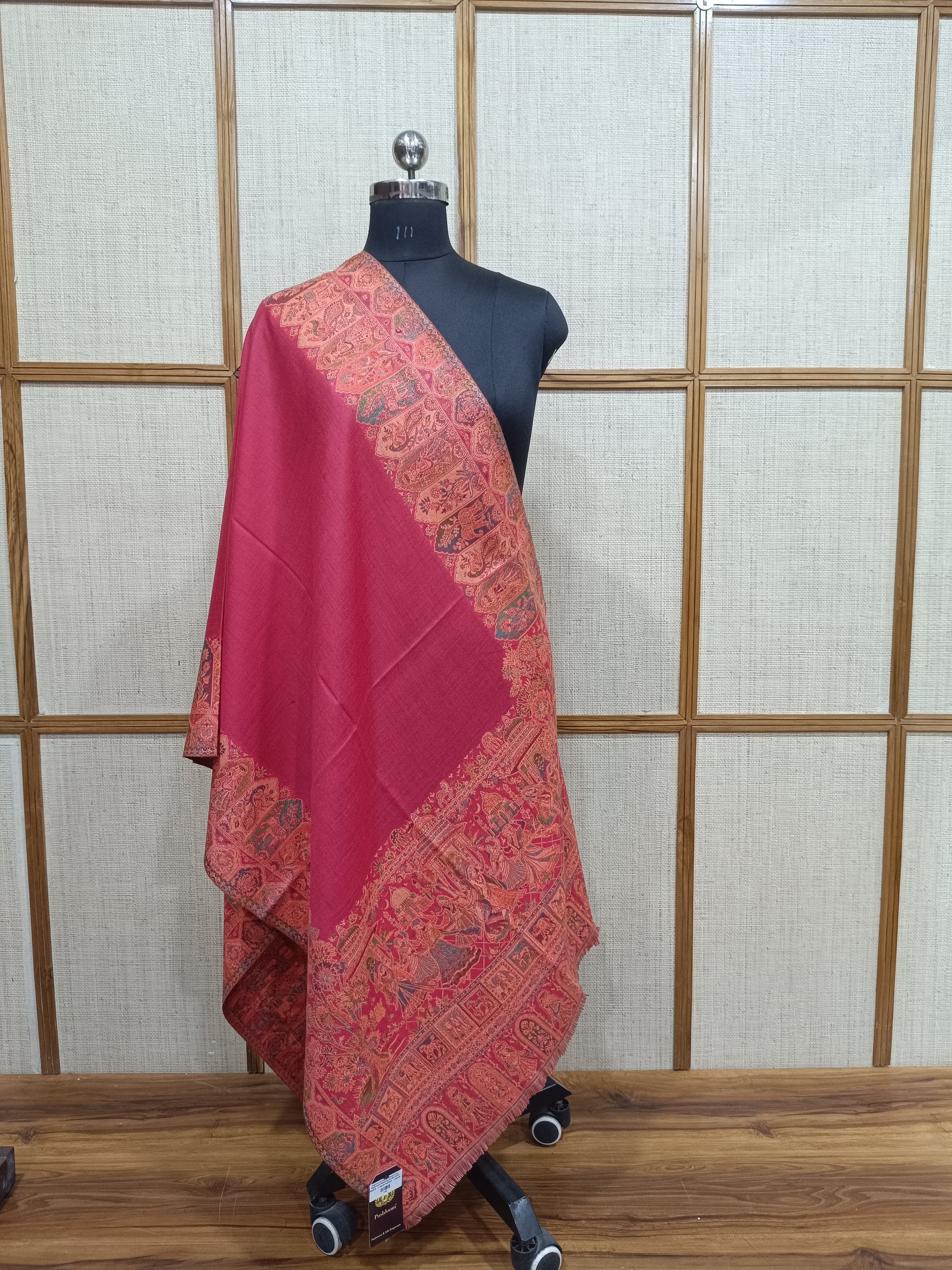 Pashloom white, reddish pink, hot pink, fuchsia pink wool stole for wedding gifting, product image 3