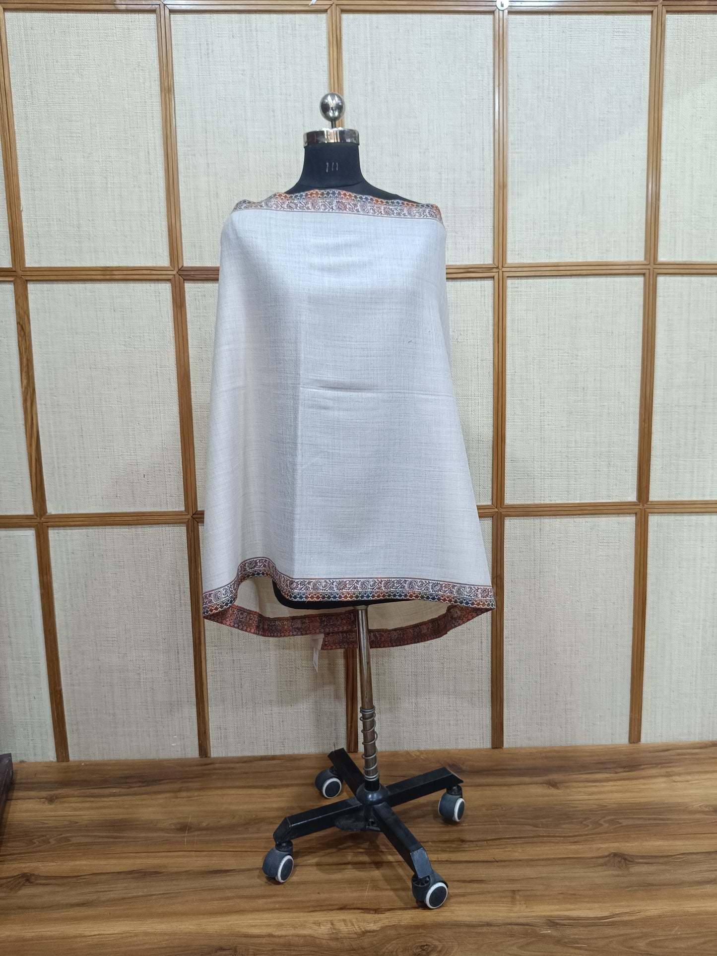 Pashloom silver, white, black semi wool couple stole set for wedding and festive gifting, product image 11