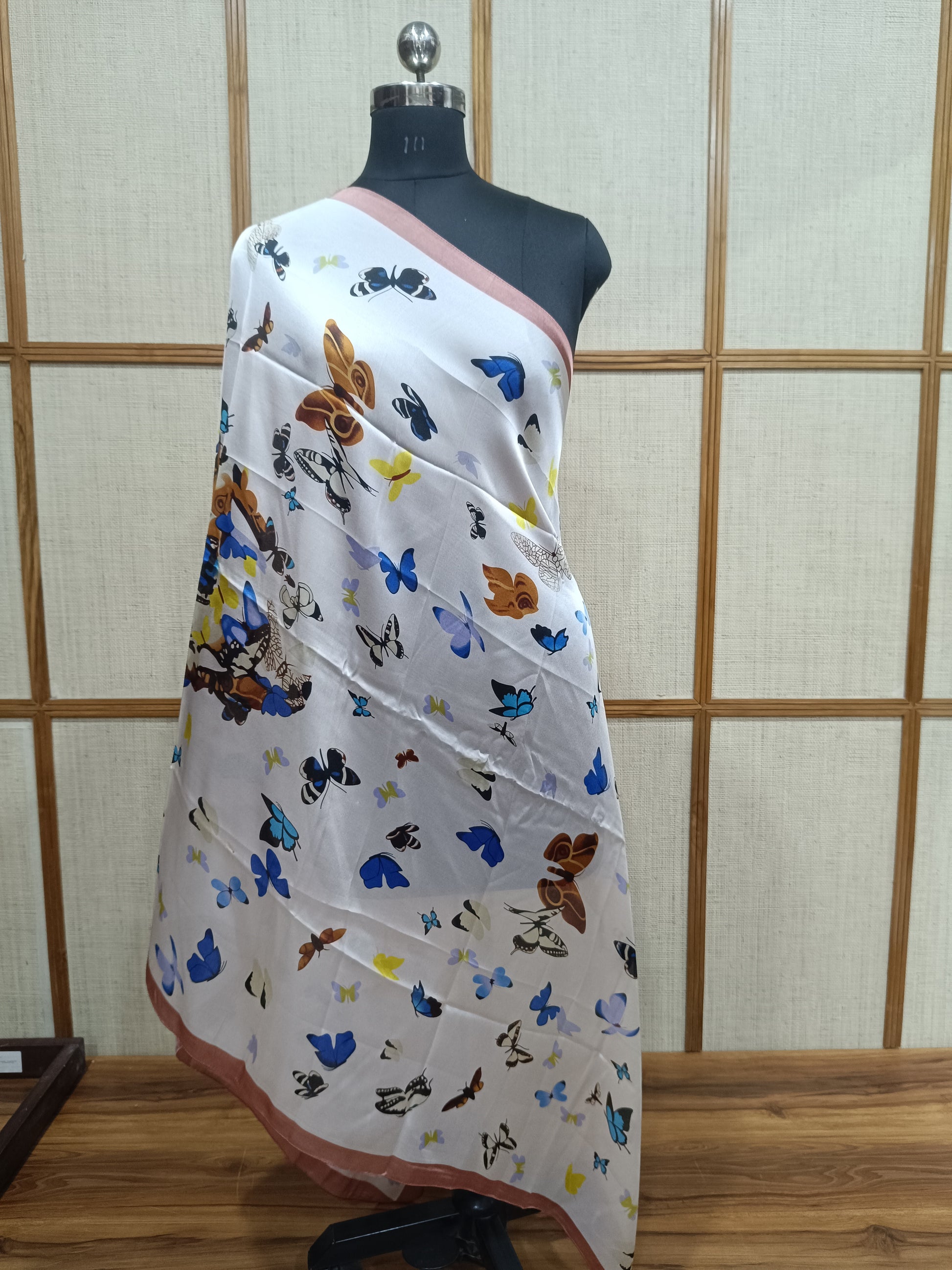 Pashloom baby pink, white, orange, mid sea blue silk scarves for premium gifting, product image 2