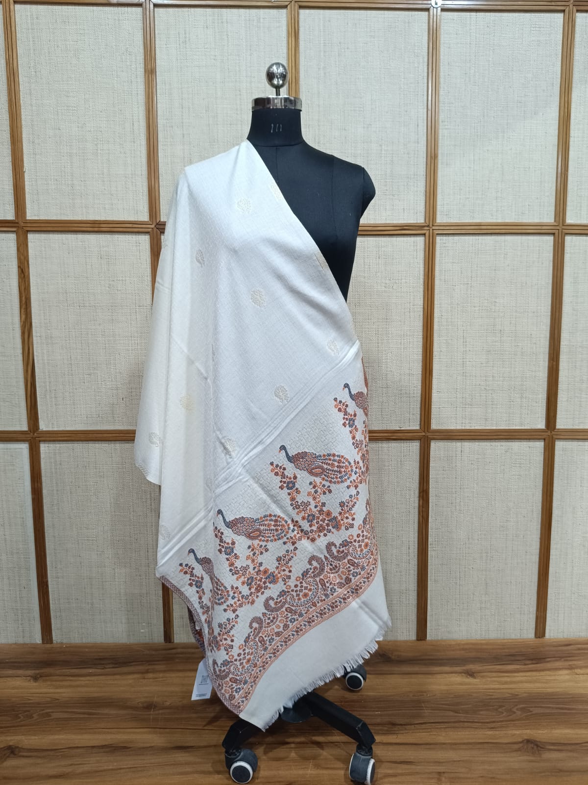 Pashloom hot pink, silver, white semi wool couple stole set for wedding and festive gifting, product image 5