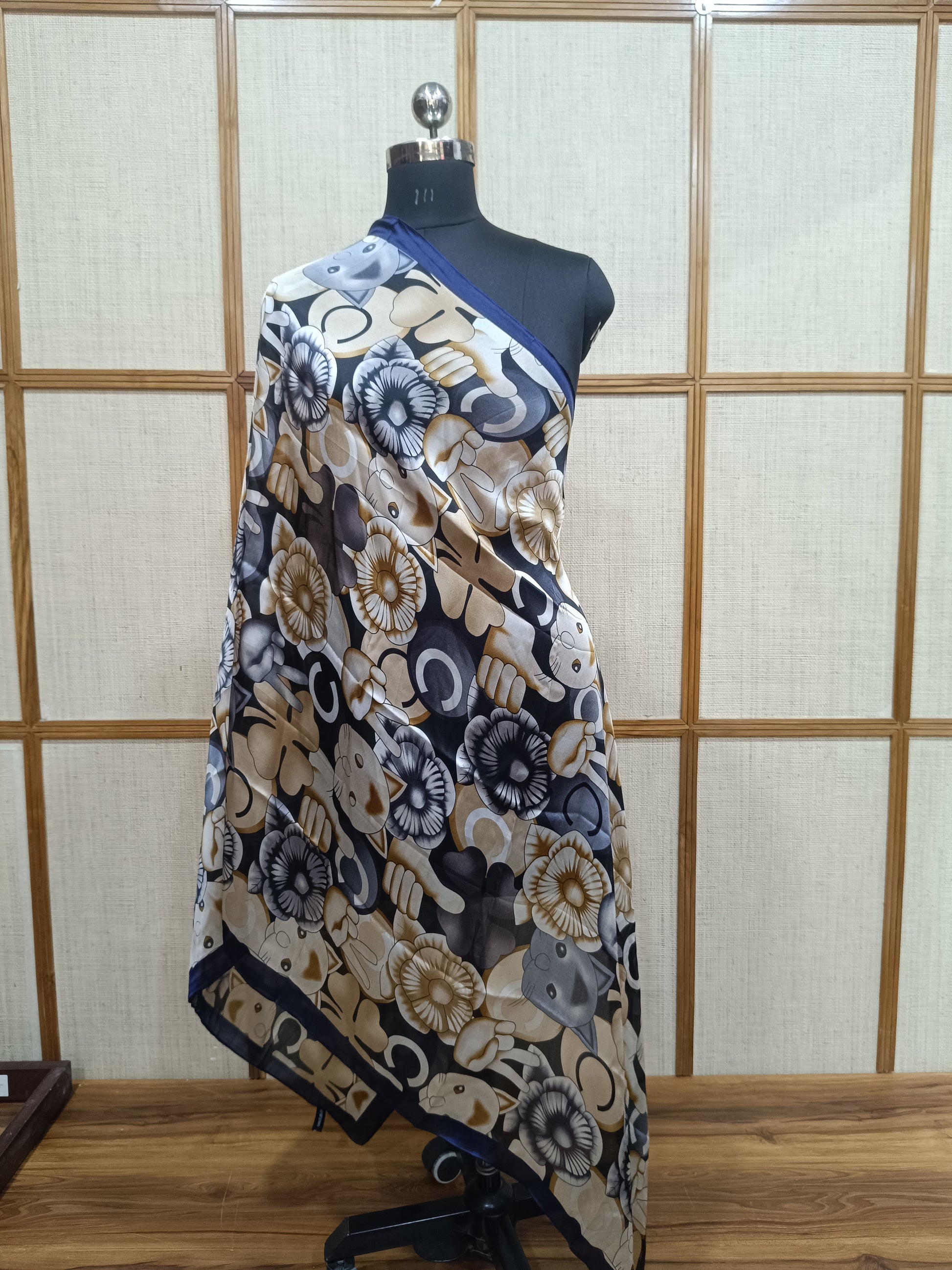 Pashloom black, blue, peach, gold silk scarves for premium gifting, product image 2