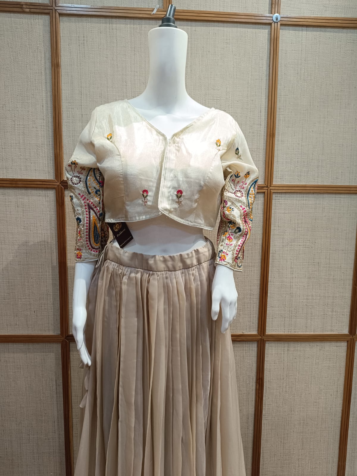 Pashloom white, yellow, orange yellow, mid sea blue cotton blouse for wedding and festive gifting, product image 2