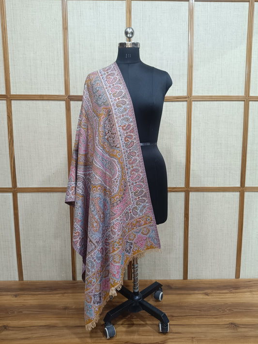 Pashloom multicolor, mustard, grey, white wool stole for wedding gifting, product image 1