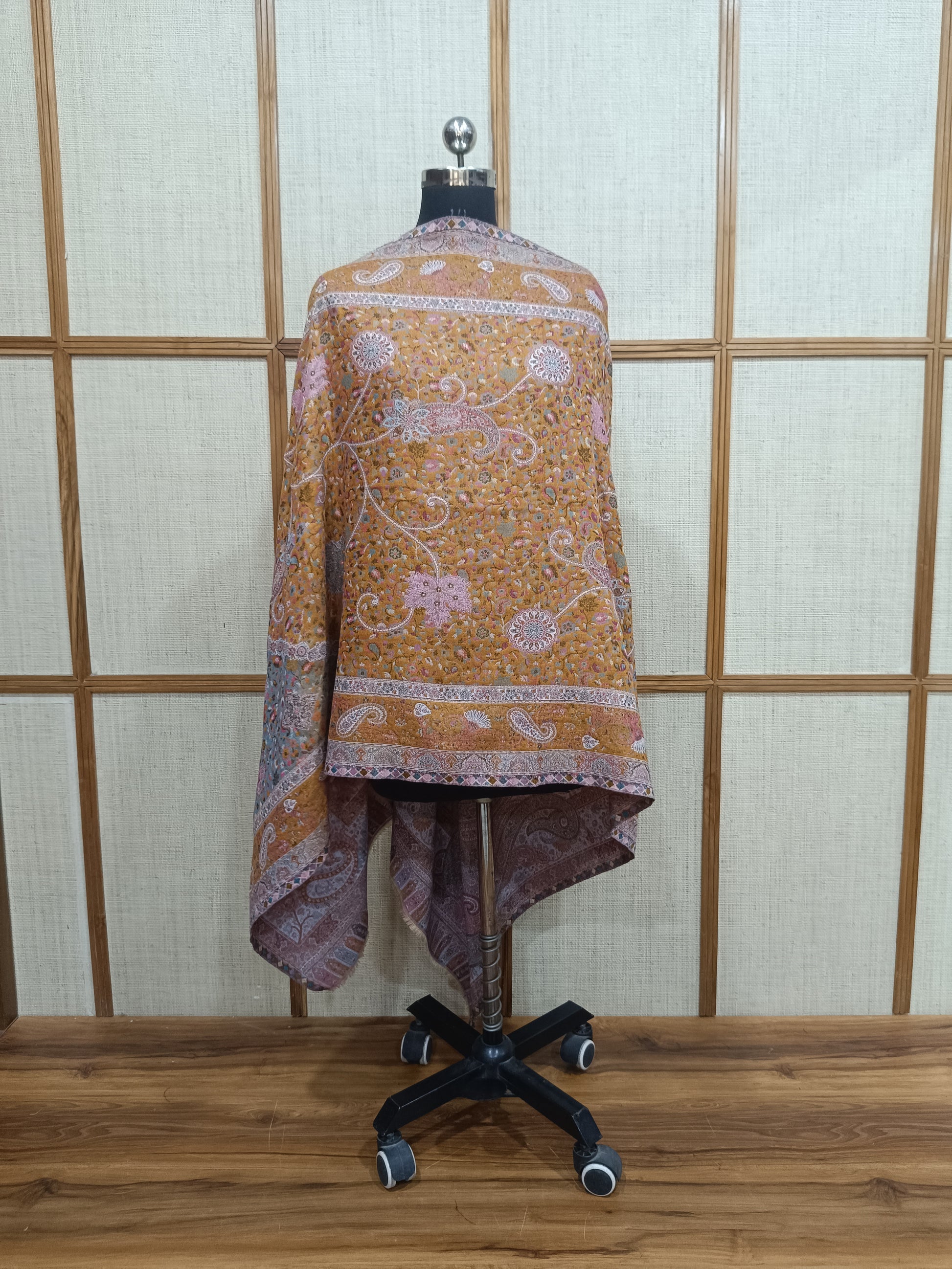 Pashloom multicolor, mustard, grey, white wool stole for wedding gifting, product image 5