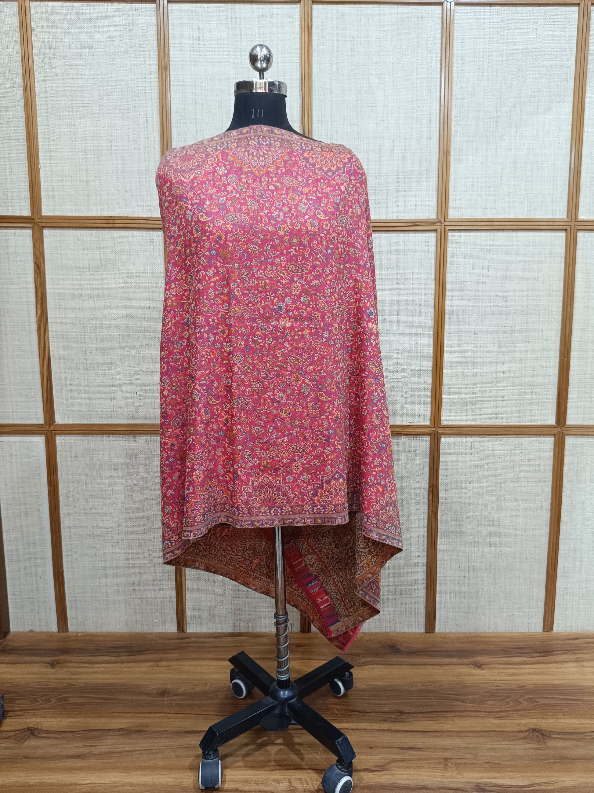 Pashloom hot pink, mustard semi wool couple stole set for wedding and festive gifting, product image 12