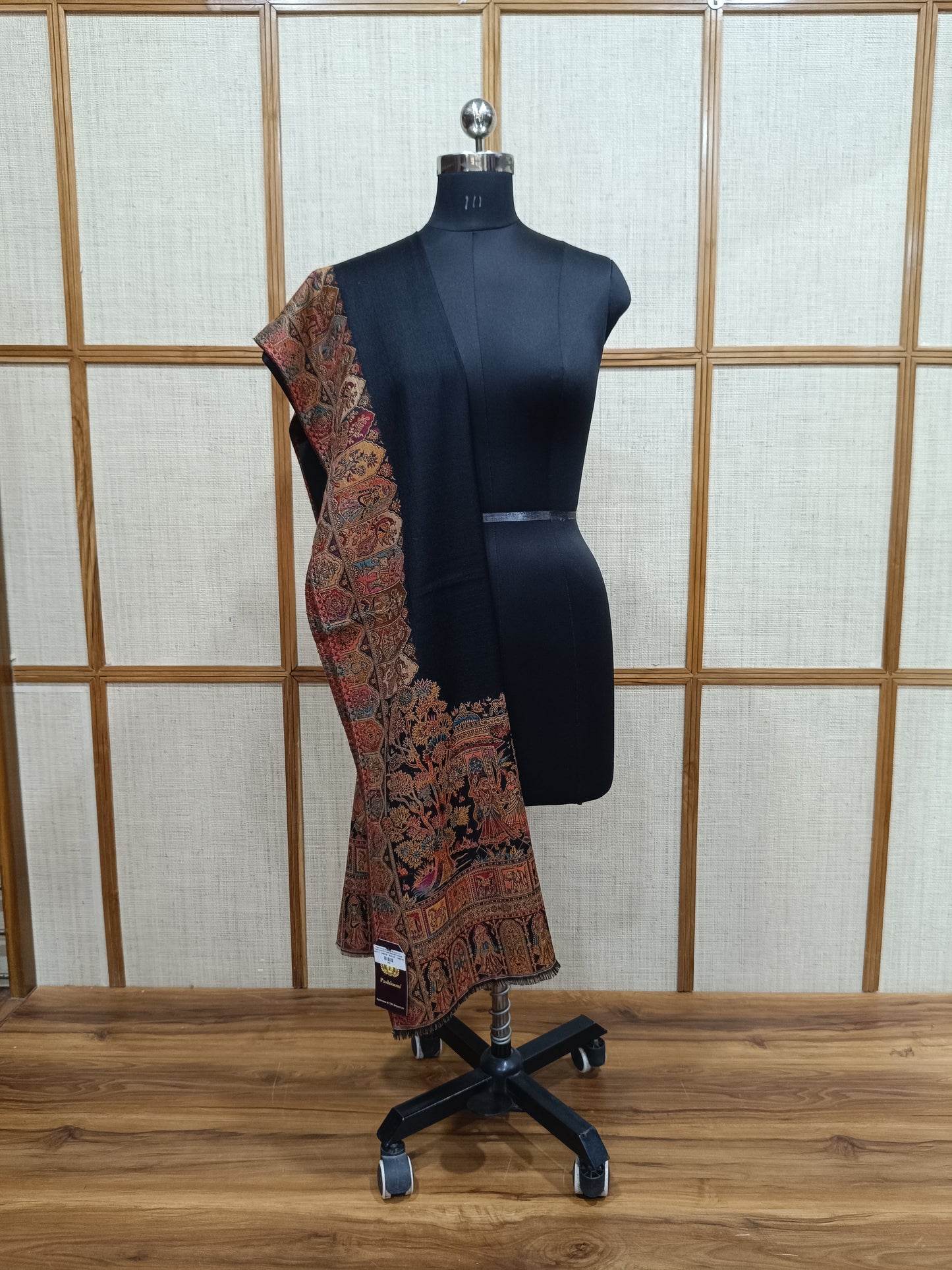Pashloom red, black, cream semi wool couple shawl set for wedding and festive gifting, product image 9