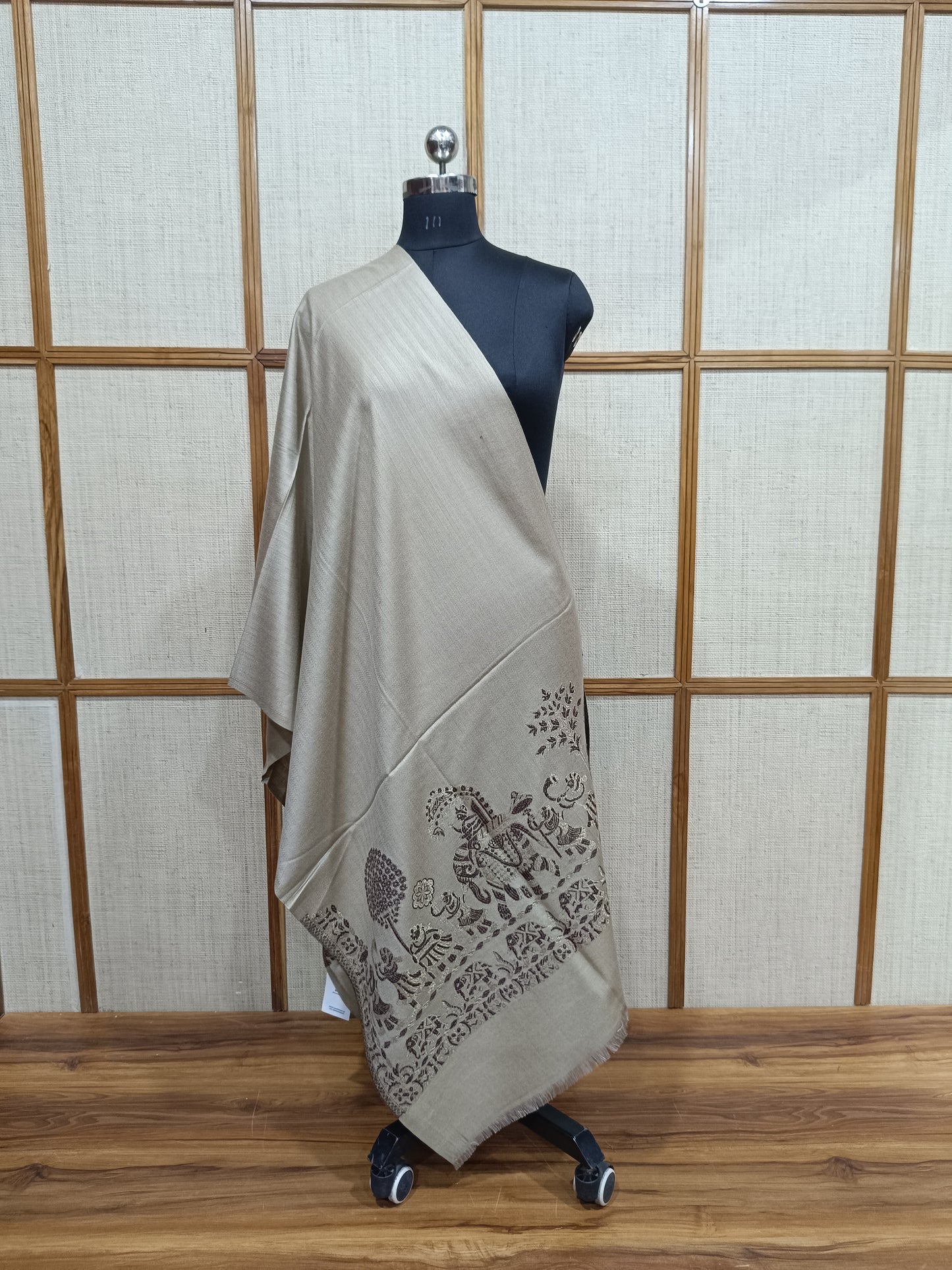 Pashloom silver, grey, black, gold wool stole for wedding and festive gifting, product image 5