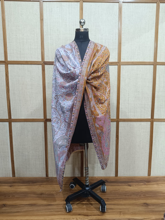 Pashloom multicolor, mustard, grey, white wool stole for wedding gifting, product image 1