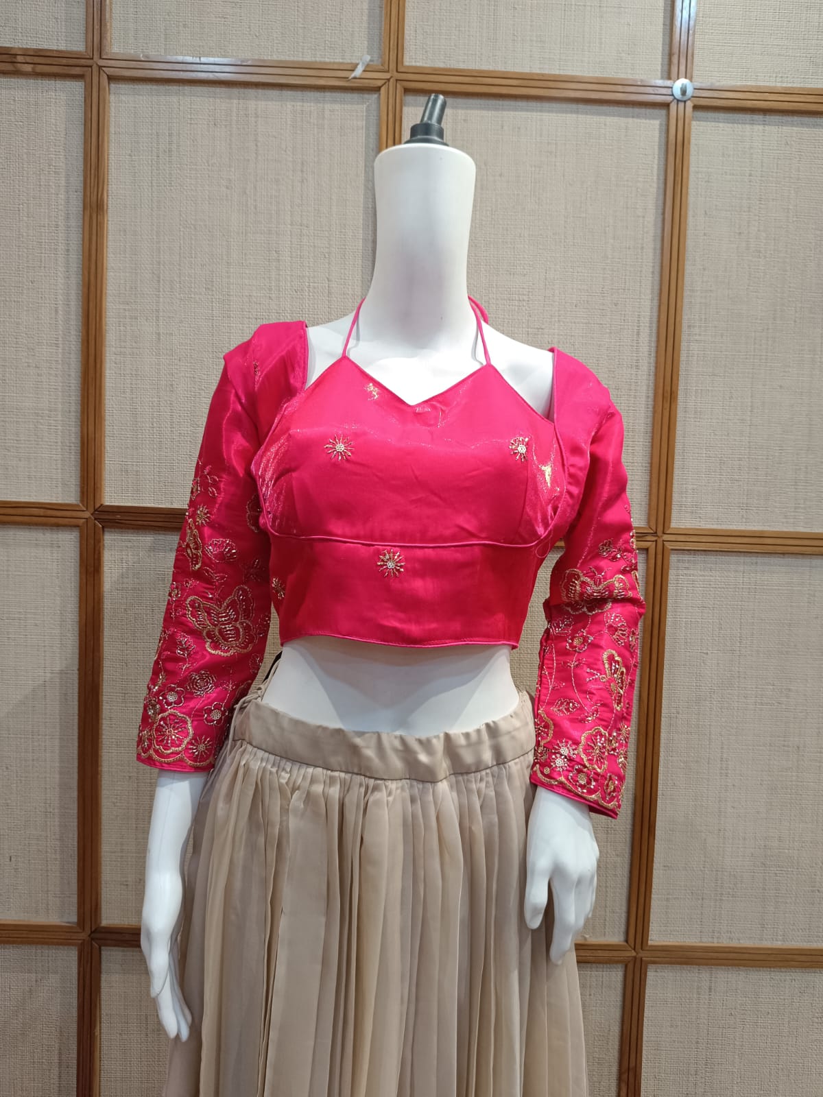 Pashloom white, yellow, orange yellow, mid sea blue cotton blouse for wedding and festive gifting, product image 2