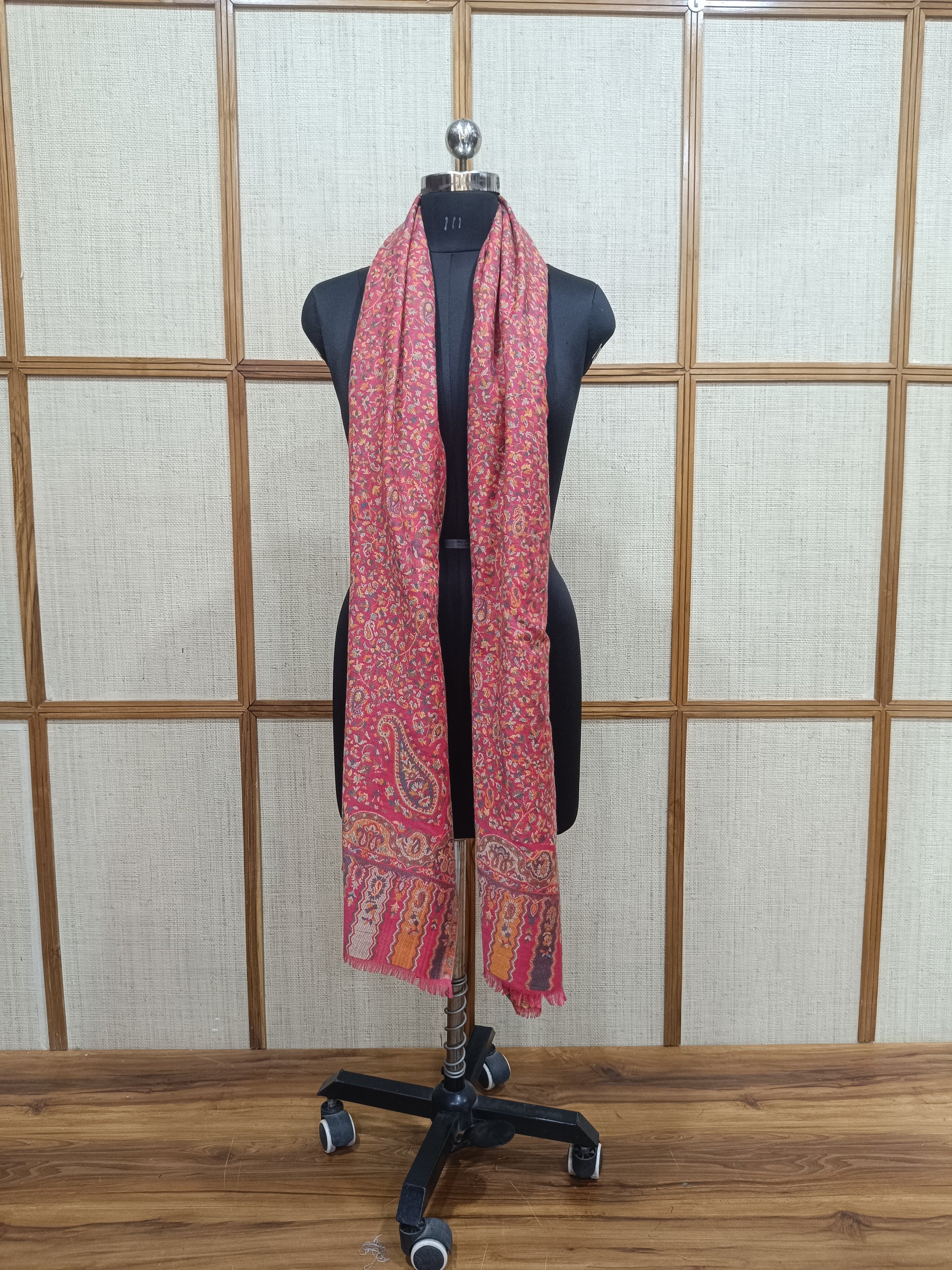 Pashloom multicolor, red, reddish pink, hot pink wool stole for wedding gifting, product image 4