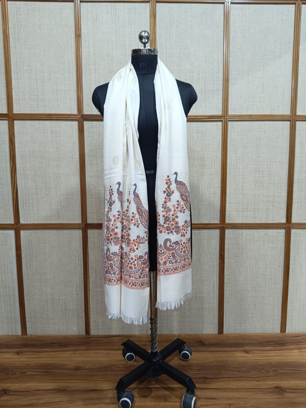 Pashloom hot pink, silver, white semi wool couple stole set for wedding and festive gifting, product image 6