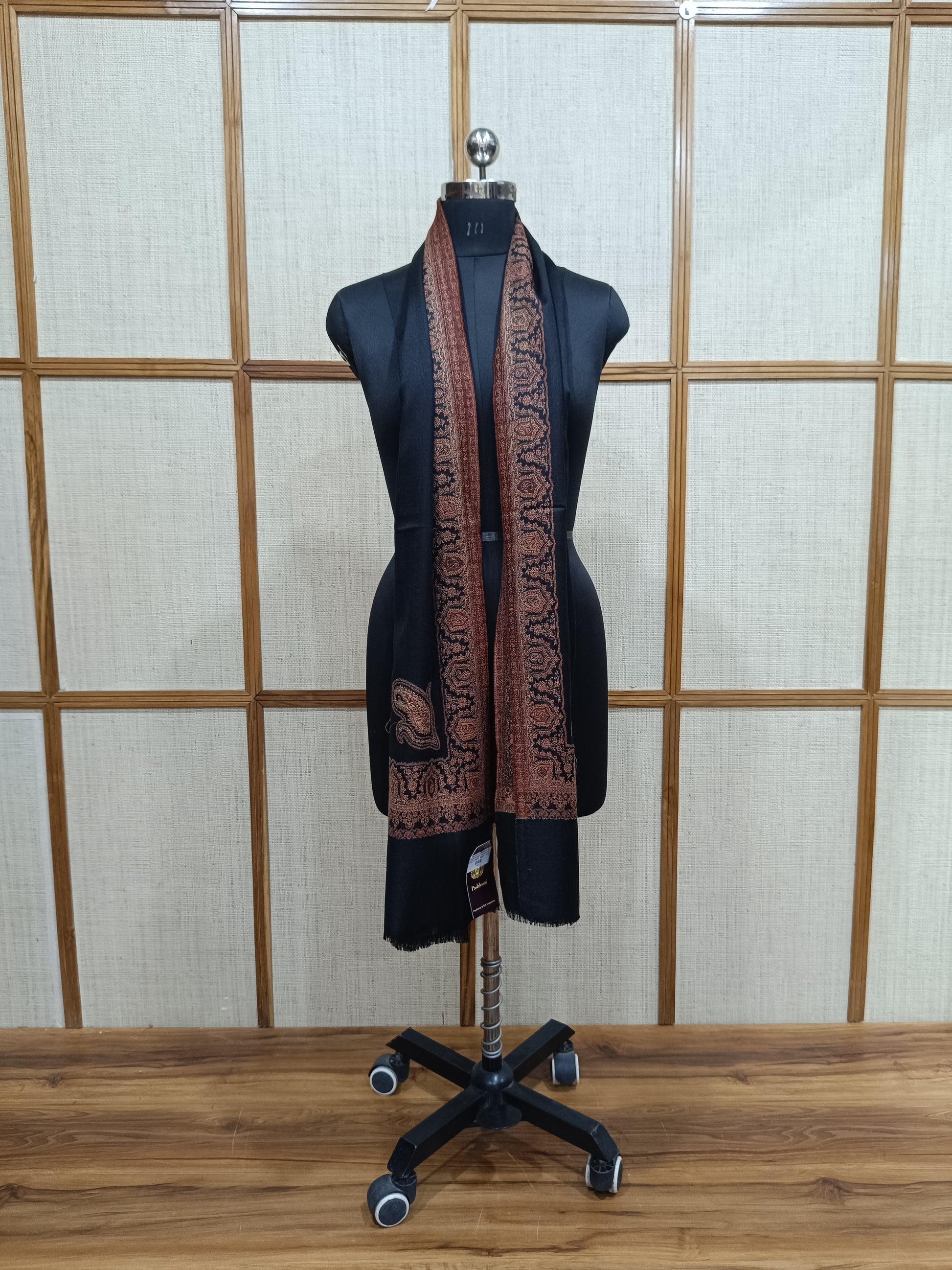 Pashloom red, black, hot pink, cream semi wool couple shawl set for wedding and festive gifting, product image 10