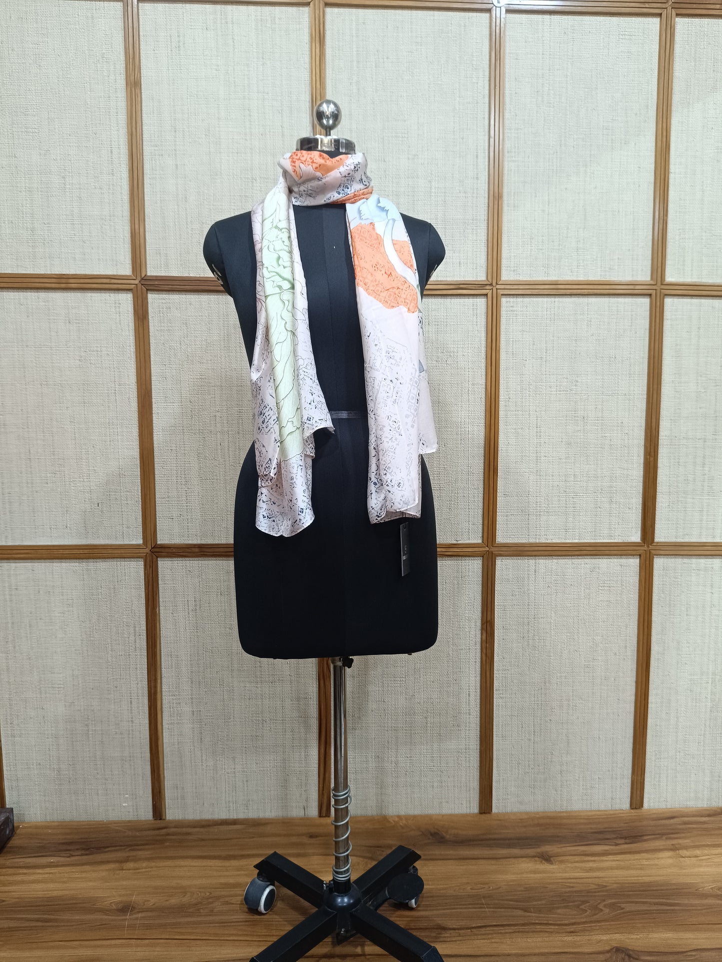 Pashloom silver, blue, peach, gold silk scarves for premium gifting, product image 3