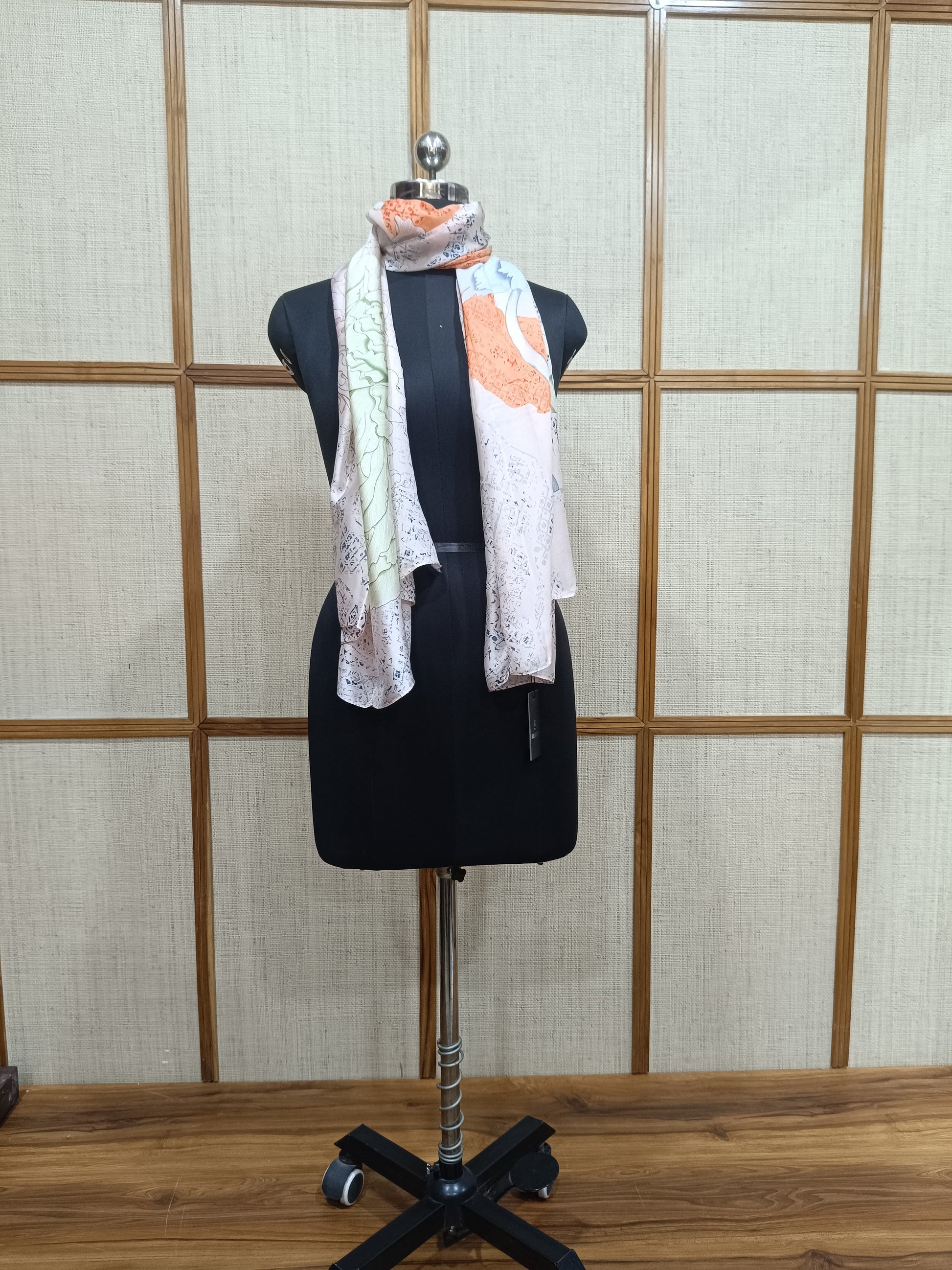 Pashloom silver, blue, peach, gold silk scarves for premium gifting, product image 3