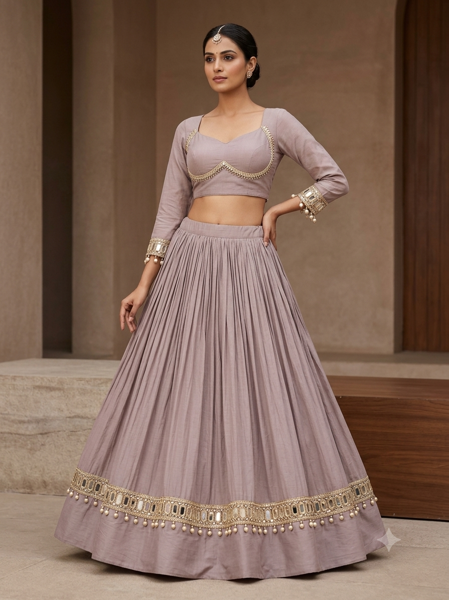 Pure Mulmul cotton chaniya choli with real mirror work