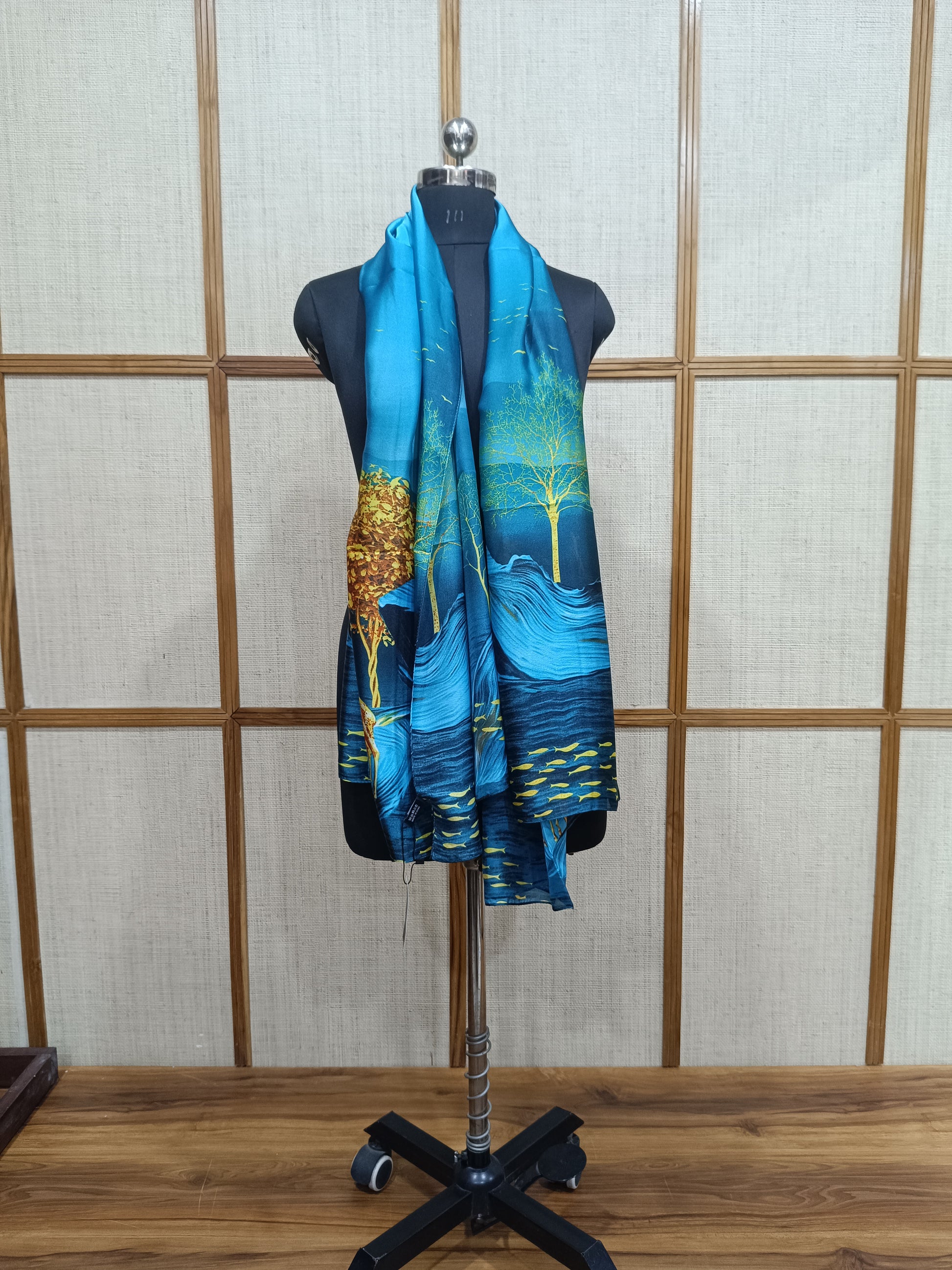 Pashloom blue, gold silk scarves for premium gifting, product image 4