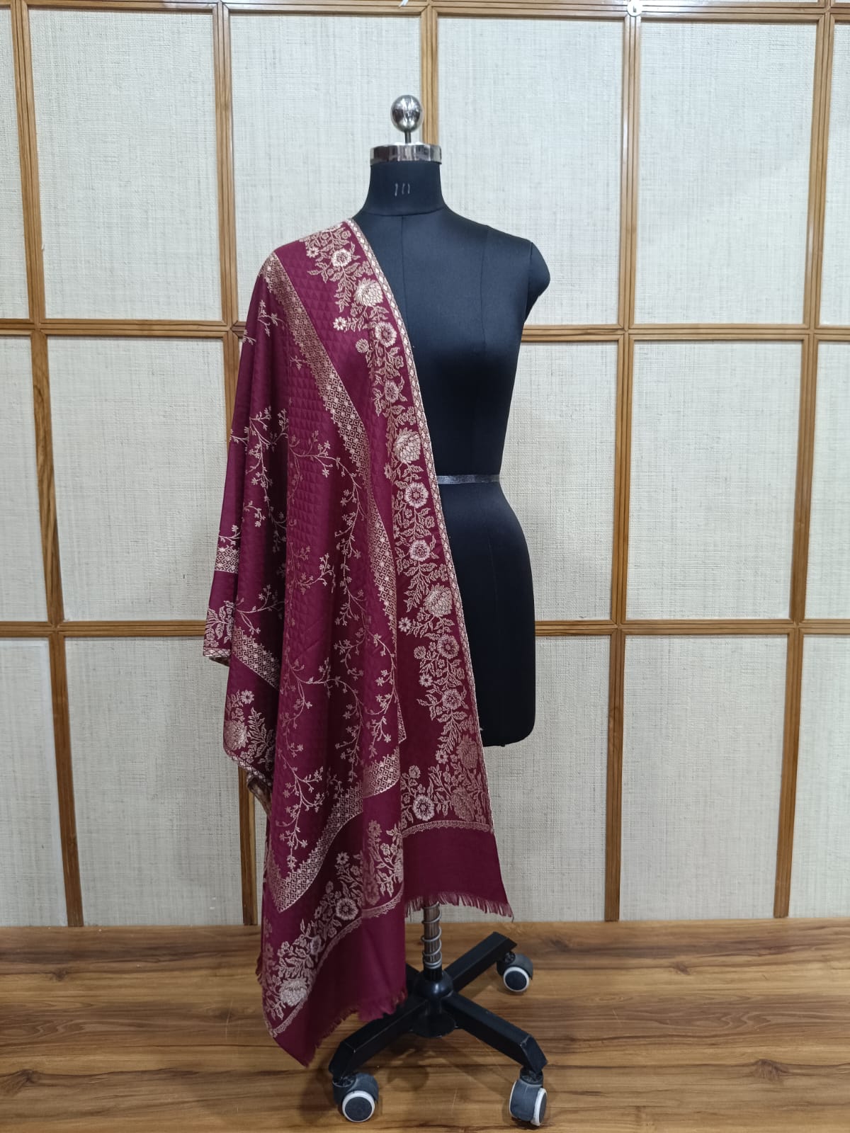 Pashloom hot pink, red, wine, grey semi wool couple stole set for wedding and festive gifting, product image 8