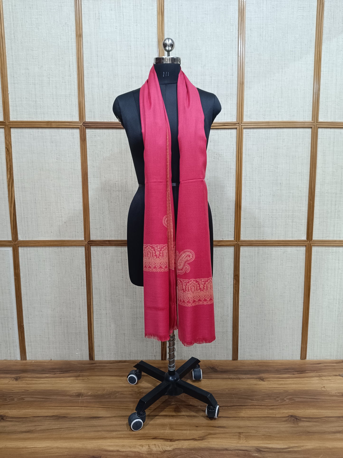 Pashloom red, black, hot pink, cream semi wool couple shawl set for wedding and festive gifting, product image 7