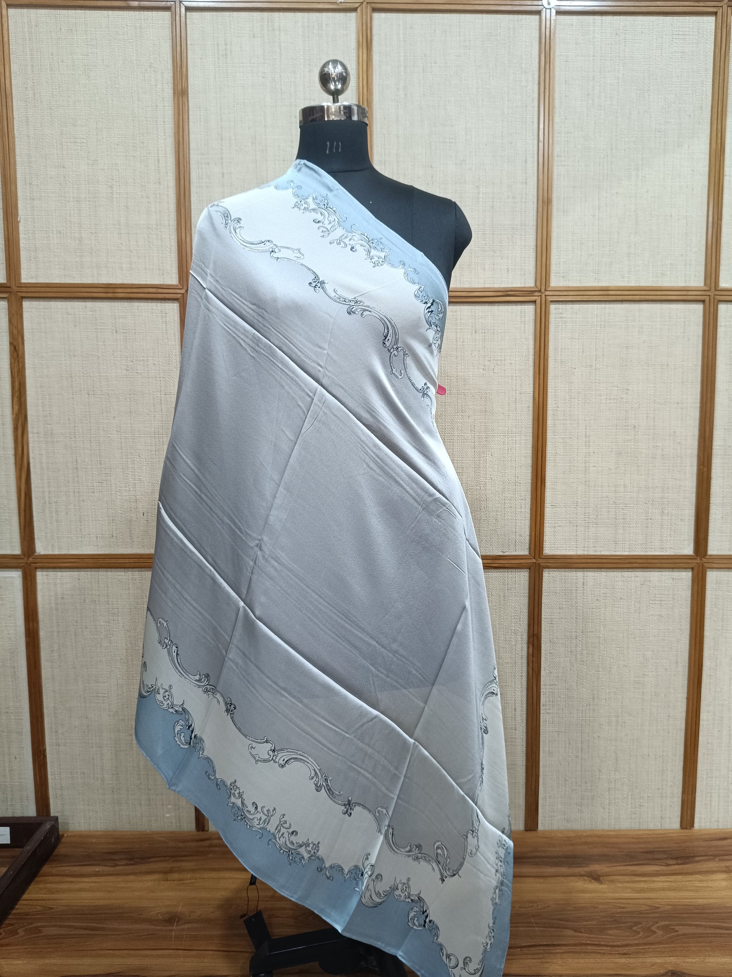 Pashloom silver, gray, blue, gold silk scarves for premium gifting, product image 4