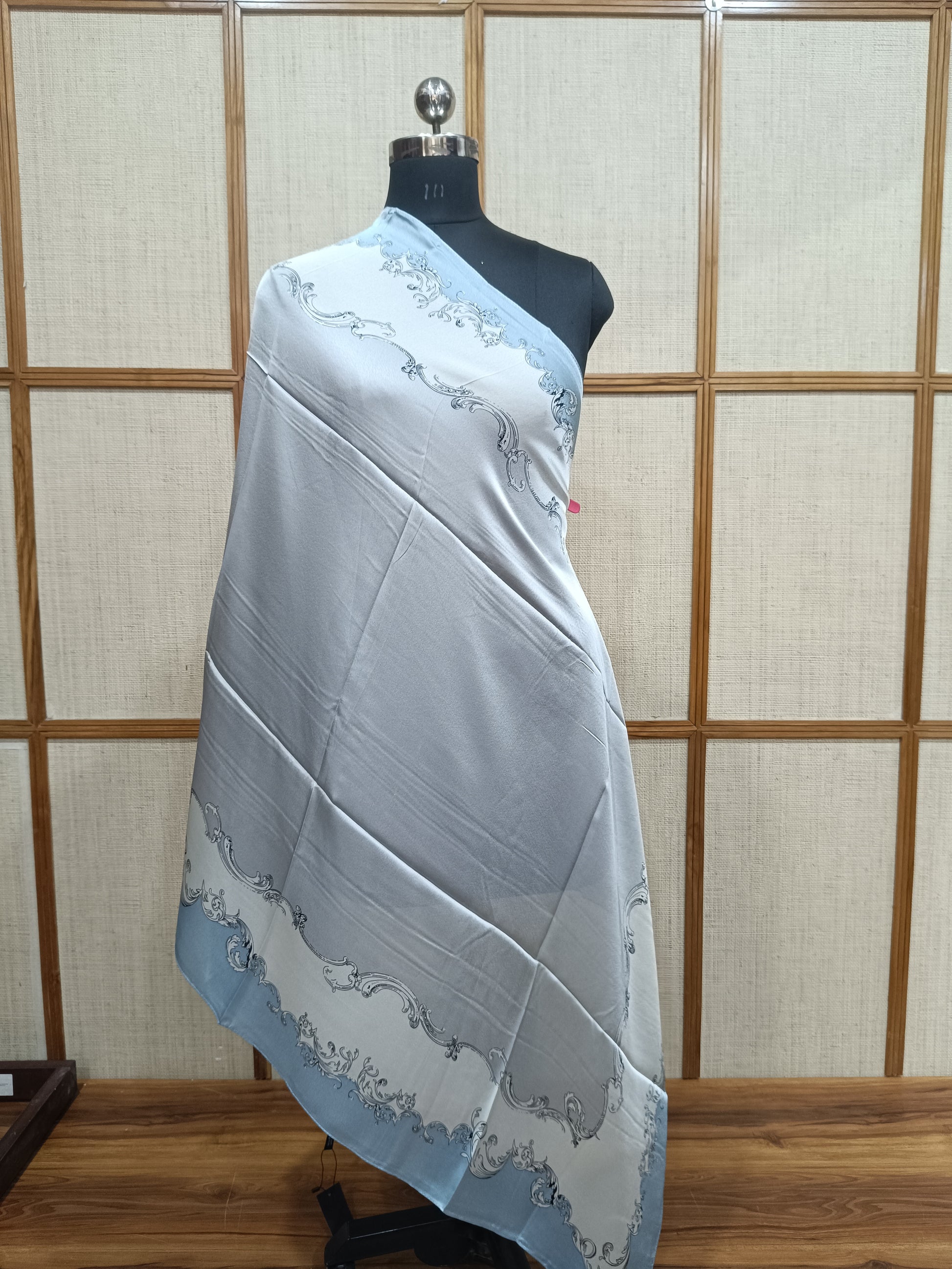 Pashloom silver, gray, blue, gold silk scarves for premium gifting, product image 4