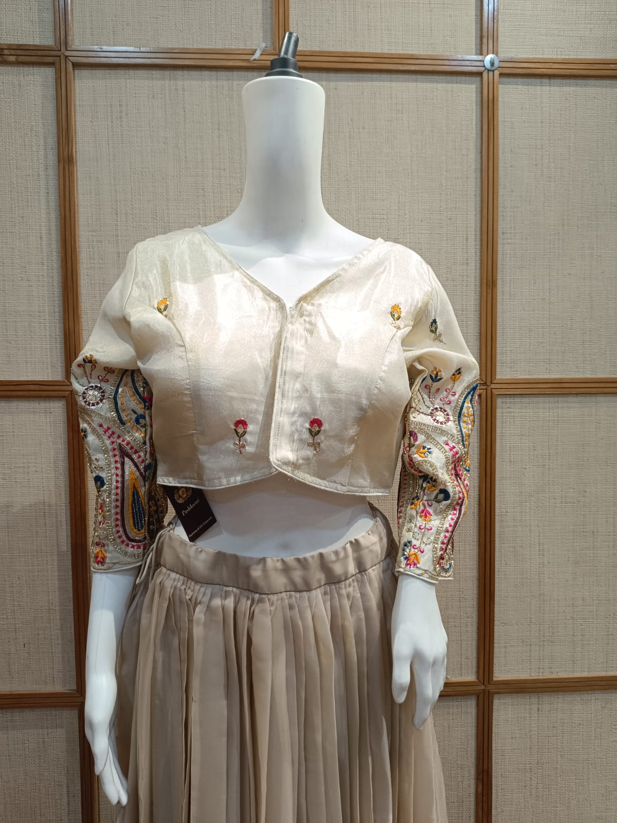Pashloom white, yellow, orange yellow, mid sea blue cotton blouse for wedding and festive gifting, product image 1