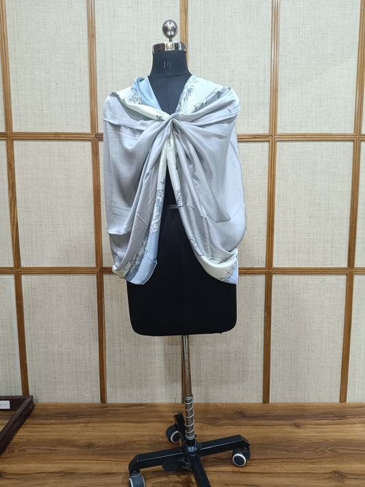 Pashloom silver, gray, blue, gold silk scarves for premium gifting, product image 1