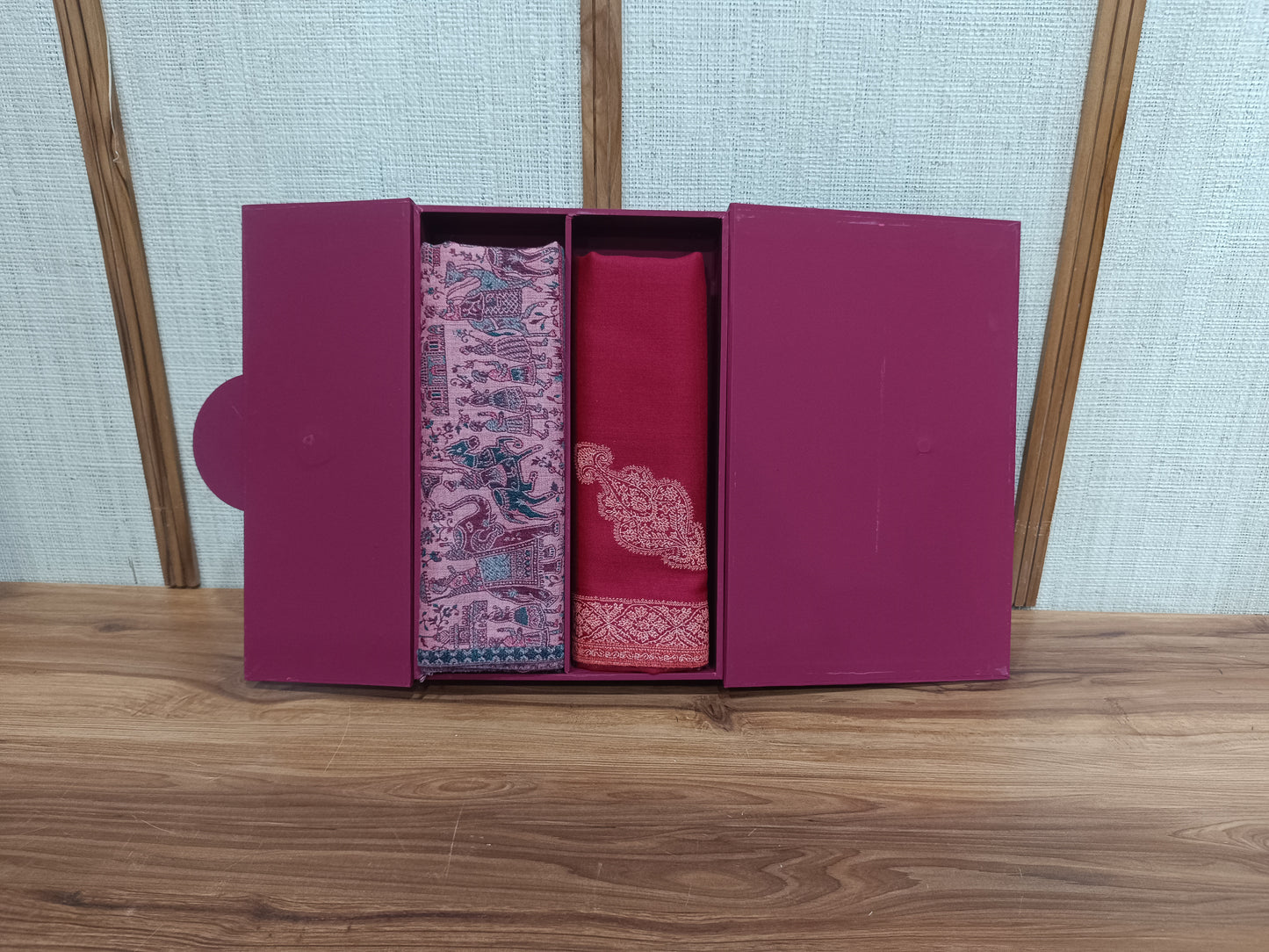 Pashloom™ His & Her Red Barat Celebration Wool Shawl Gift Set