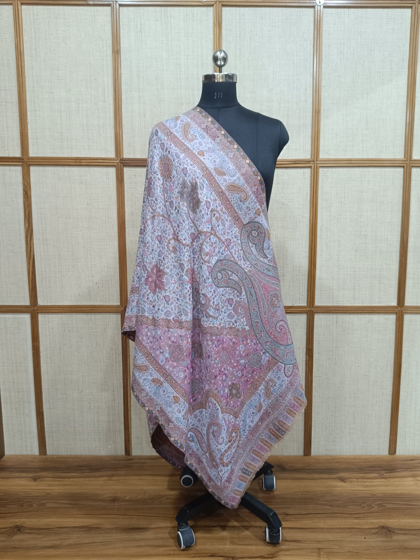 Pashloom multicolor, mustard, grey, white wool stole for wedding gifting, product image 6