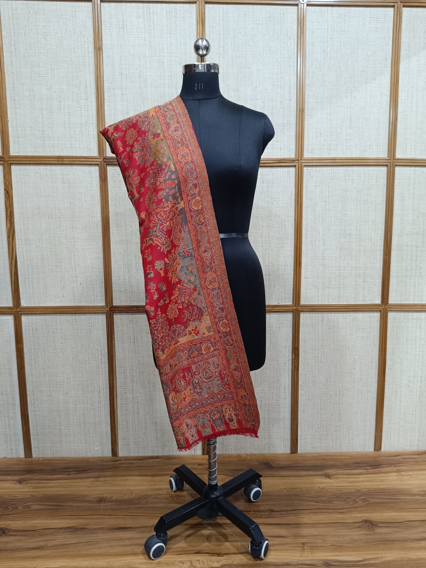 Pashloom mustard, red wool couple shawl set for wedding and festive gifting, product image 3