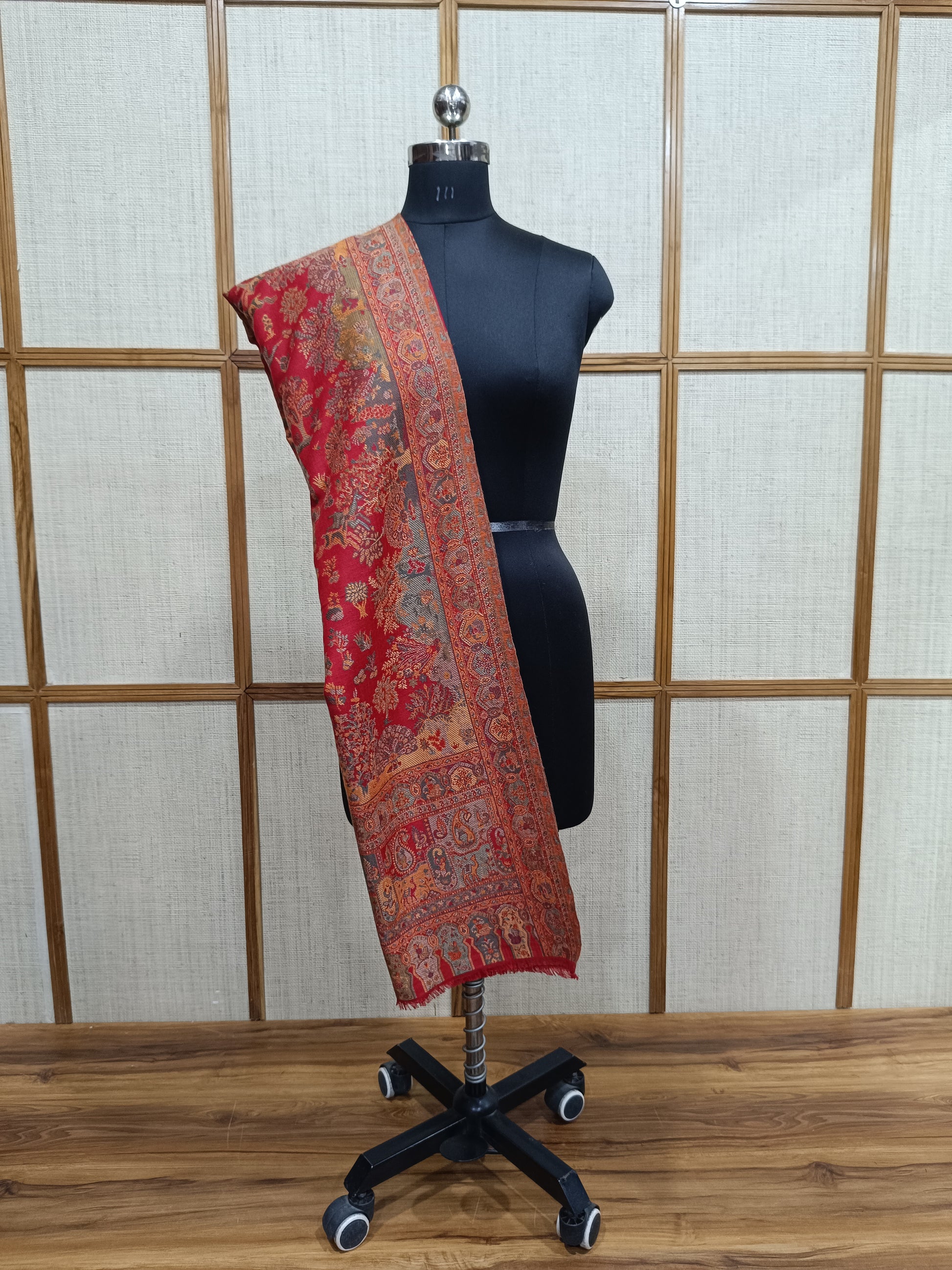 Pashloom mustard, red wool couple shawl set for wedding and festive gifting, product image 3