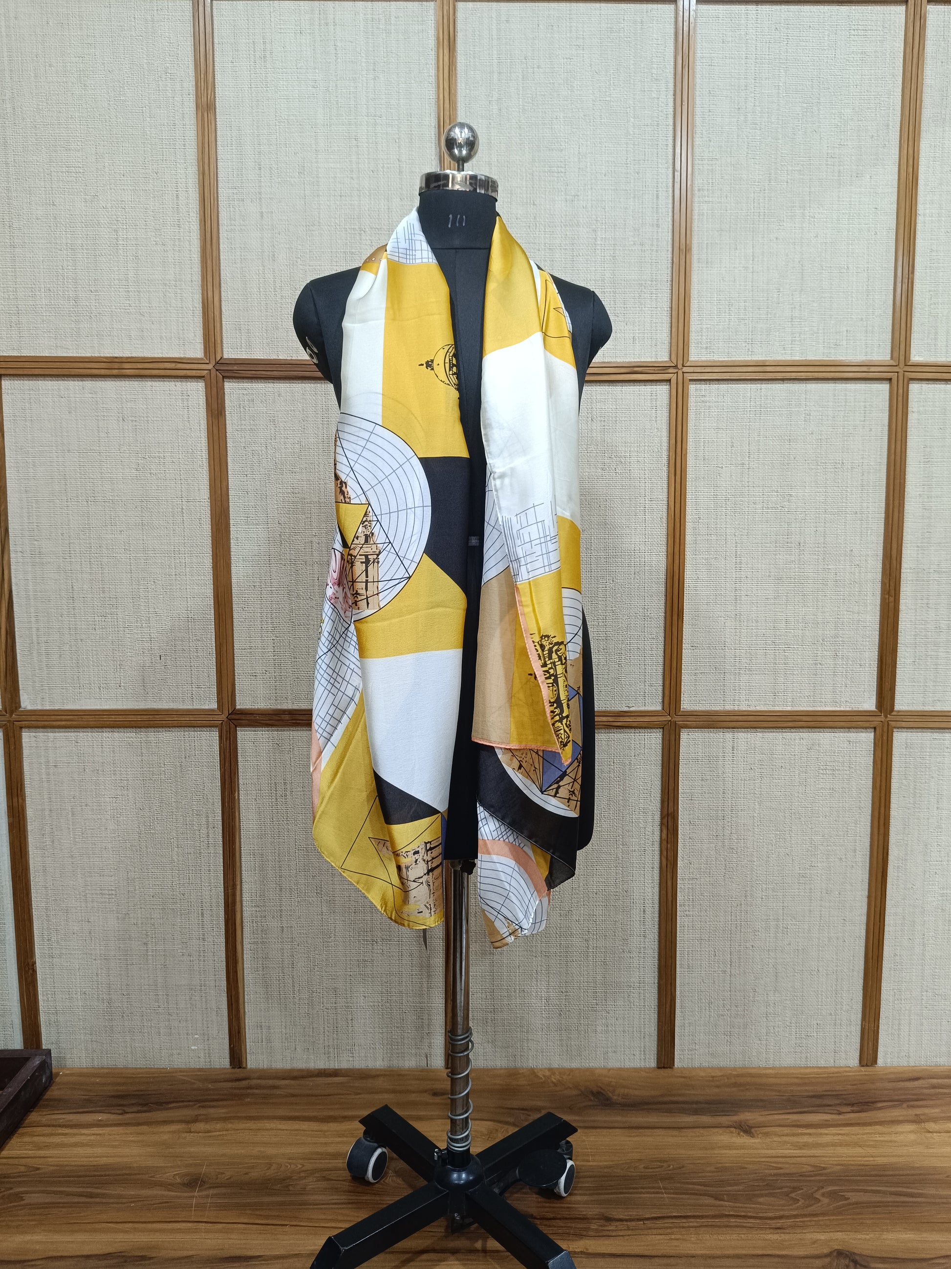 Pashloom white, yellow silk scarves for festive gifting, product image 3