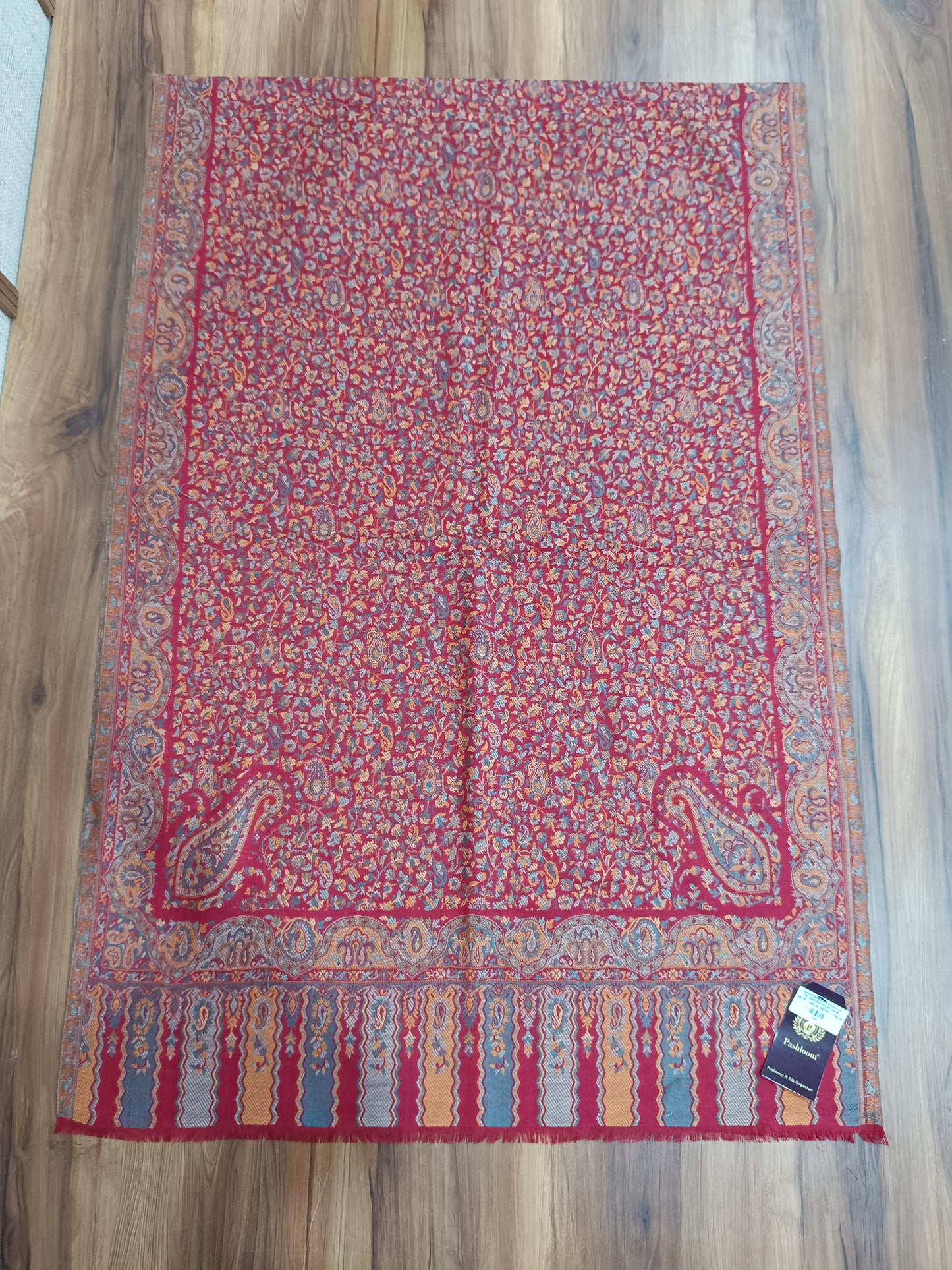 Pashloom mustard, red semi wool couple stole set for wedding and festive gifting, product image 13
