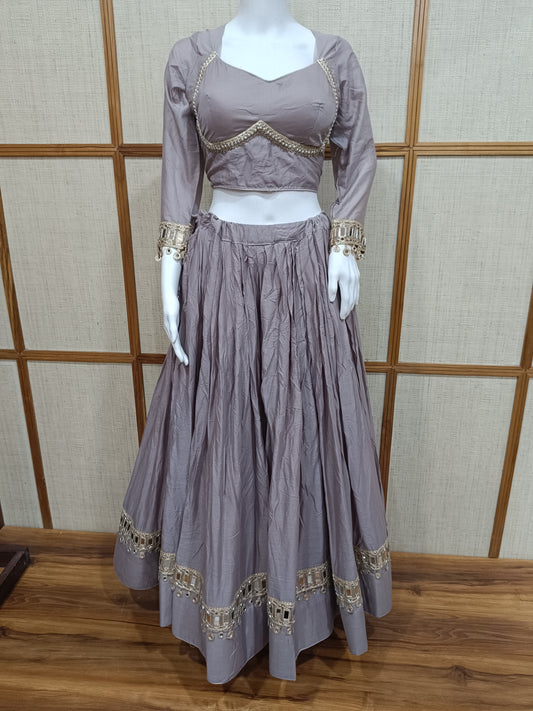 Pure Mulmul cotton chaniya choli with real mirror work