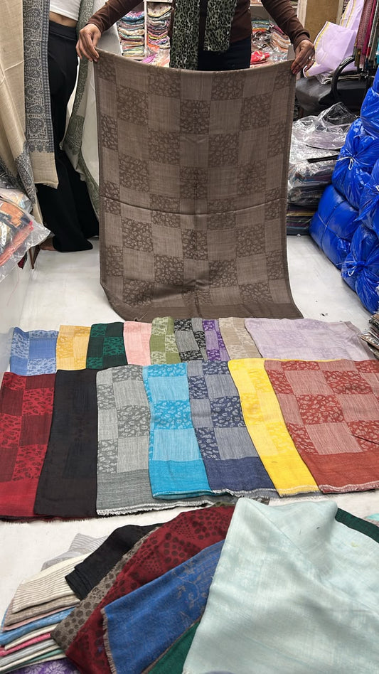 Pashloom™ Luxury self solid combo Unisex fine Wool Wrap – Contemporary Abstract Gift Edition