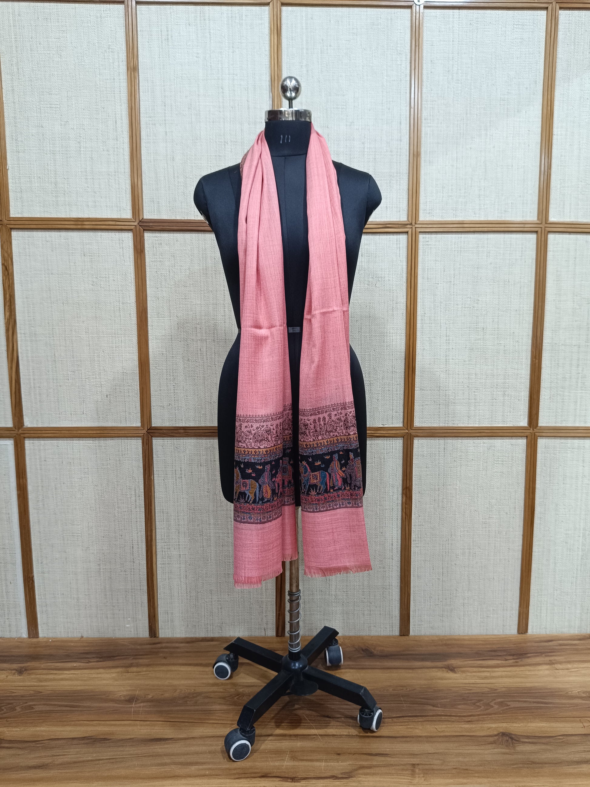 Pashloom white, hot pink, baby pink, black semi wool couple shawl set for wedding and festive gifting, product image 7