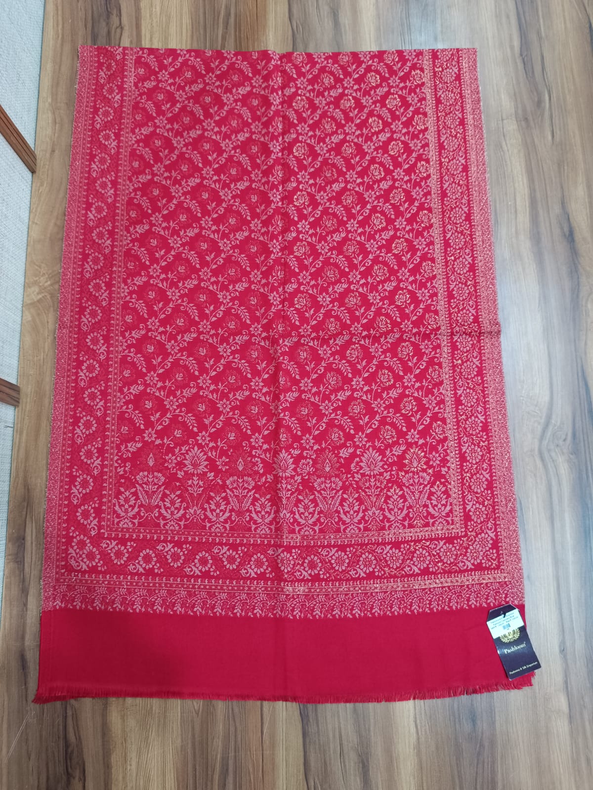 Pashloom hot pink, red, silver, gray semi wool couple stole set for wedding and festive gifting, product image 13