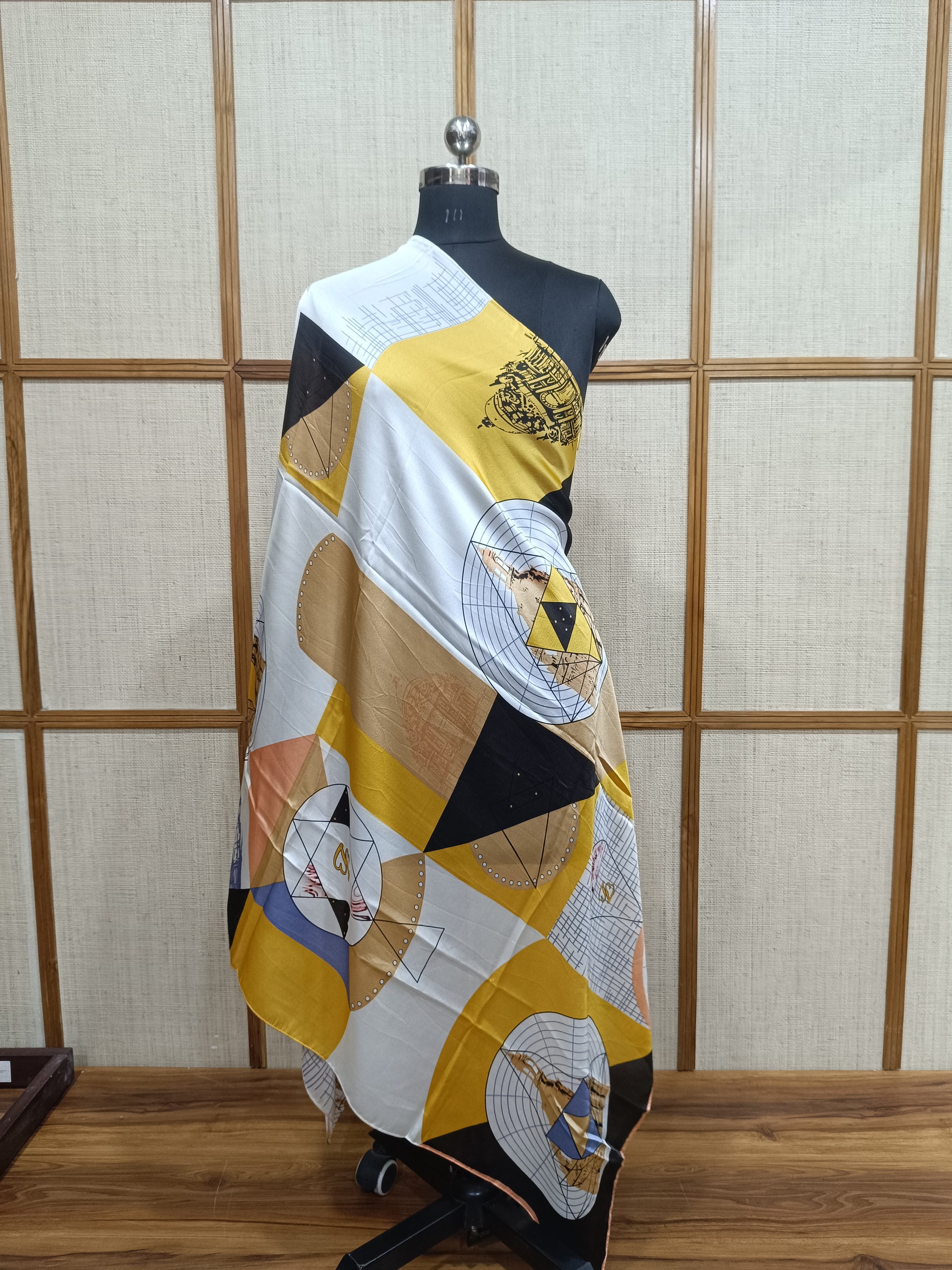 Pashloom white, yellow silk scarves for festive gifting, product image 2